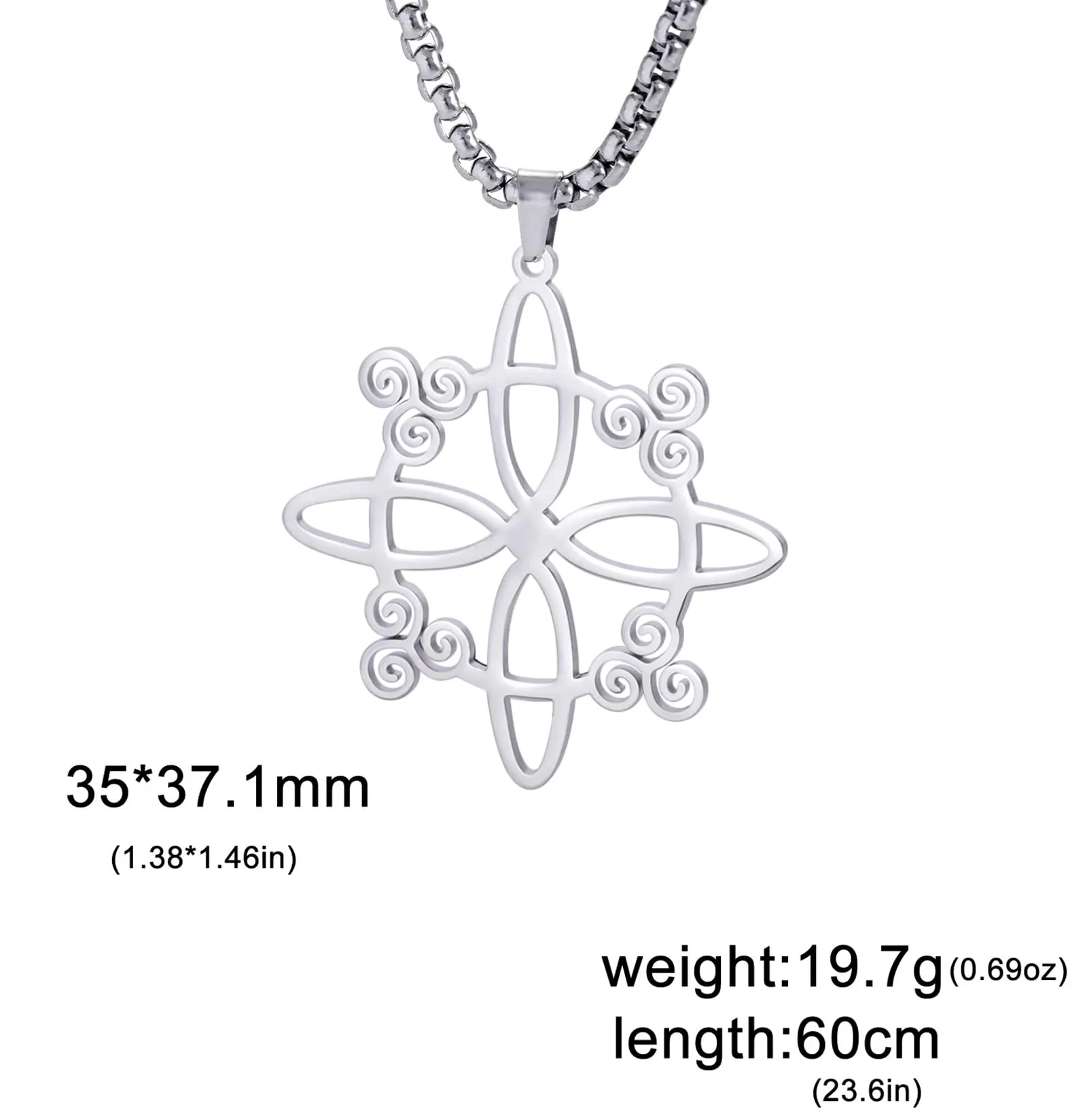 unift Collana di Nodi Delle Streghe per le Donne in Acciaio Inox Irlandese a 4 Punte Ciondolo Nodo Celtico Moda Charm Magick Gioielli (Argento 6) - immagine 6