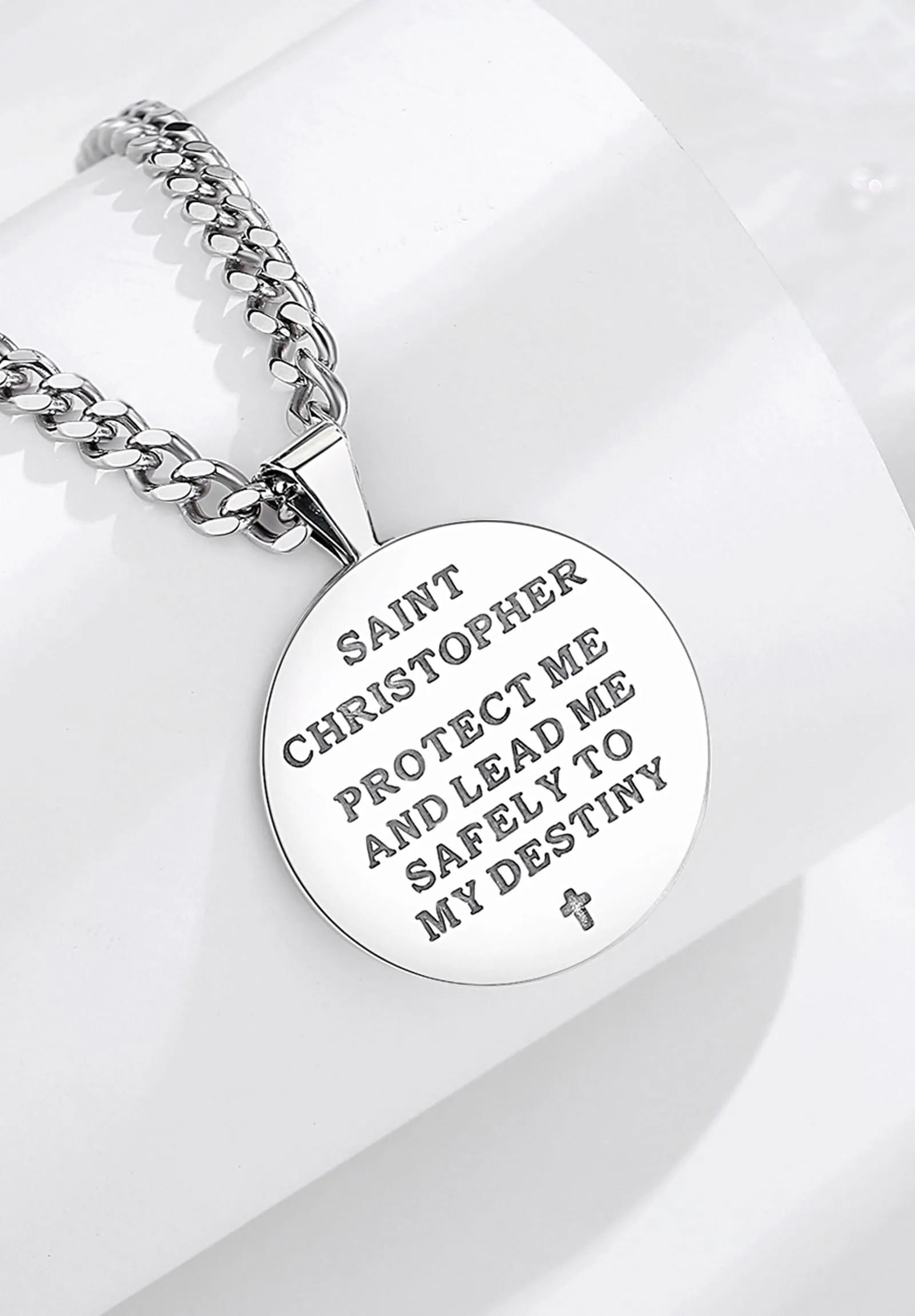 AEONSLOVE Medaglia San Cristoforo Argento 925 Uomo Donna Collana San Cristoforo Ciondolo Protettore degli Automobilisti Amuleto Cattolico Cristiani Gioielli Religiosi - immagine 3