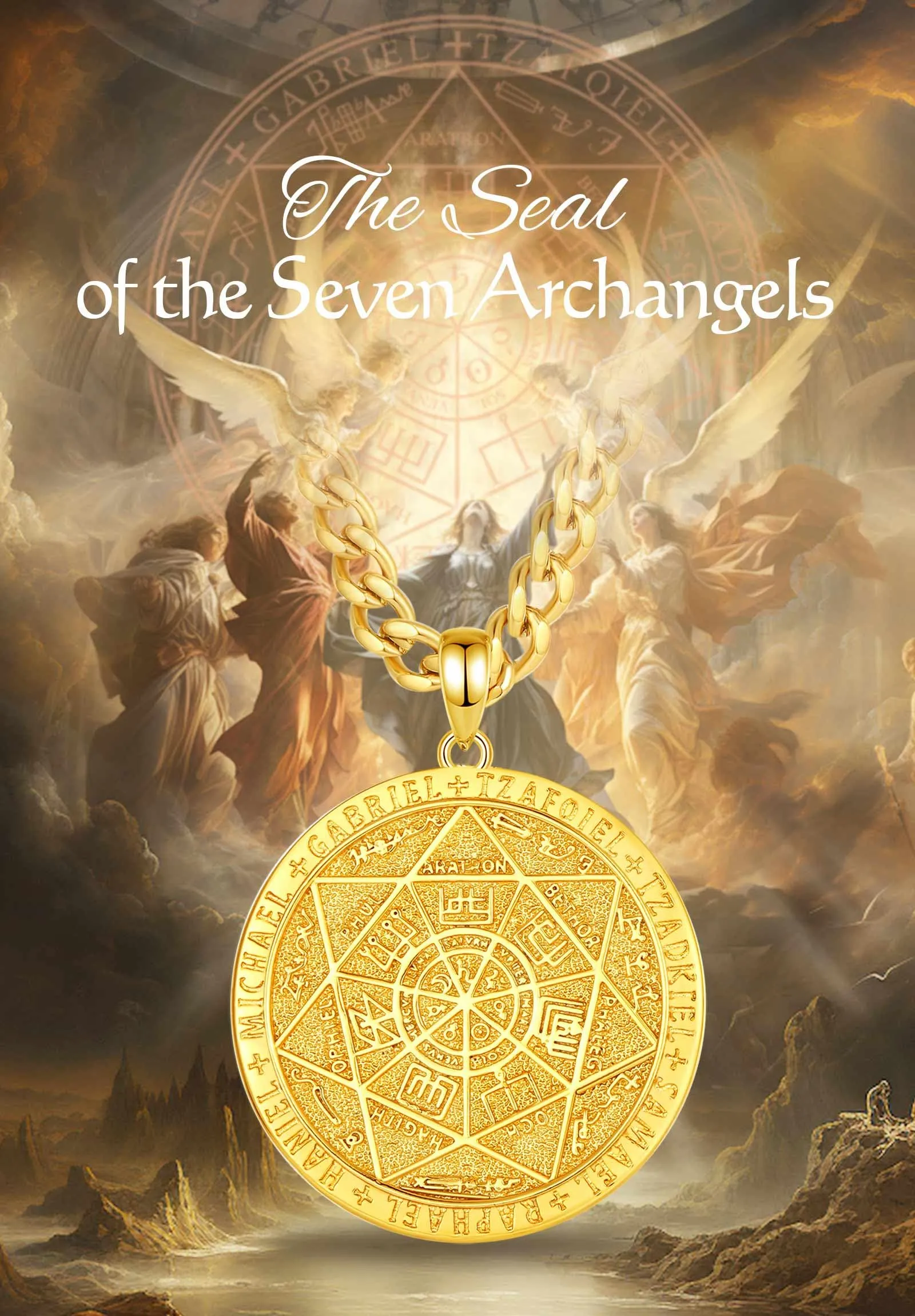 AEONSLOVE Collana con Sigillo dei 7 Arcangeli Argento 925 per Uomo Donna Collana 7 Arcangeli Ciondolo San Michele Arcangelo Medaglia Amuleti e Talismani Protezione Gioielli Religiosi - immagine 4