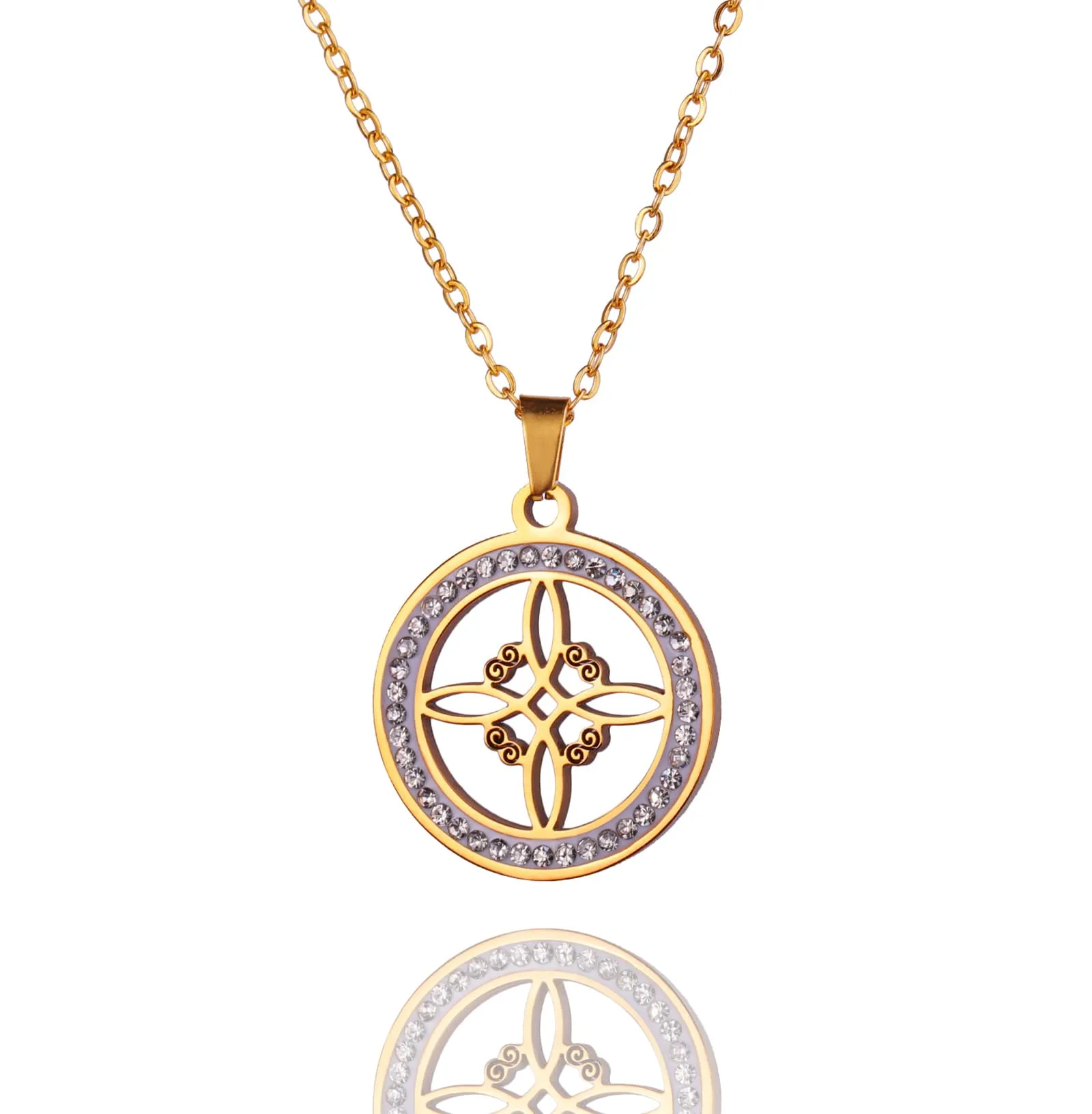unift Collana di Nodi Delle Streghe per le Donne in Acciaio Inox Irlandese a 4 Punte Ciondolo Nodo Celtico Moda Charm Magick Gioielli (Oro 8) - immagine 1