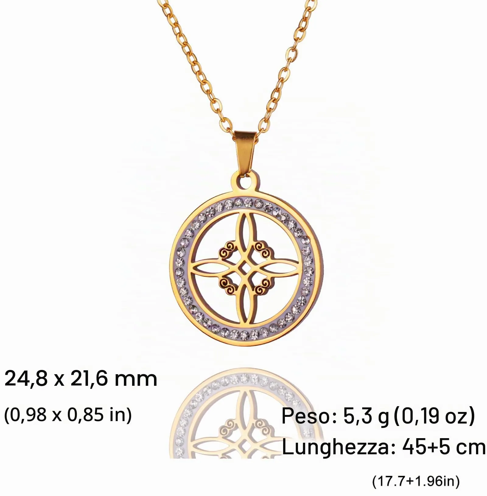 unift Collana di Nodi Delle Streghe per le Donne in Acciaio Inox Irlandese a 4 Punte Ciondolo Nodo Celtico Moda Charm Magick Gioielli (Oro 8) - immagine 6