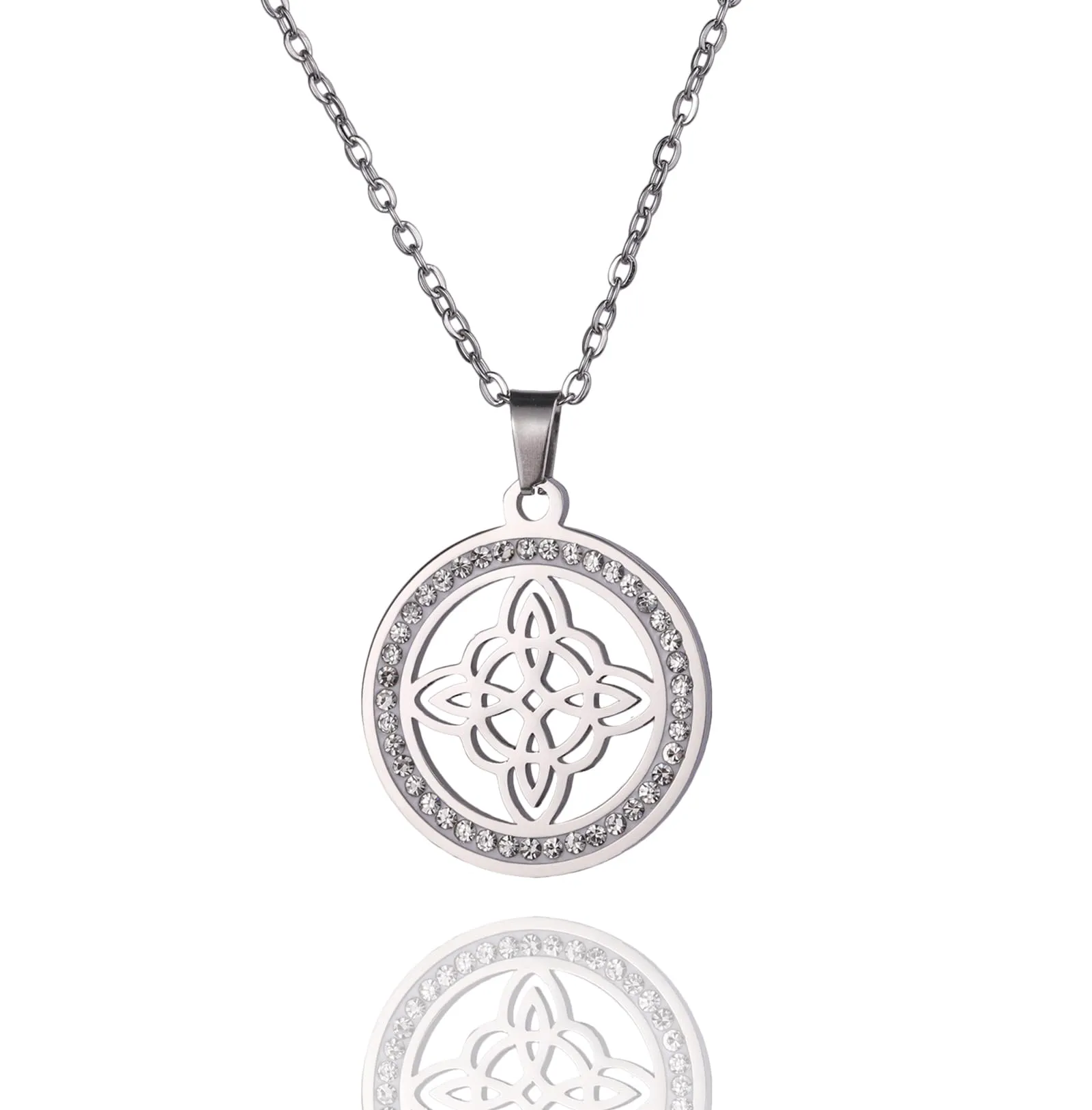 unift Collana di Nodi Delle Streghe per le Donne in Acciaio Inox Irlandese a 4 Punte Ciondolo Nodo Celtico Moda Charm Magick Gioielli (Argento 9) - immagine 1