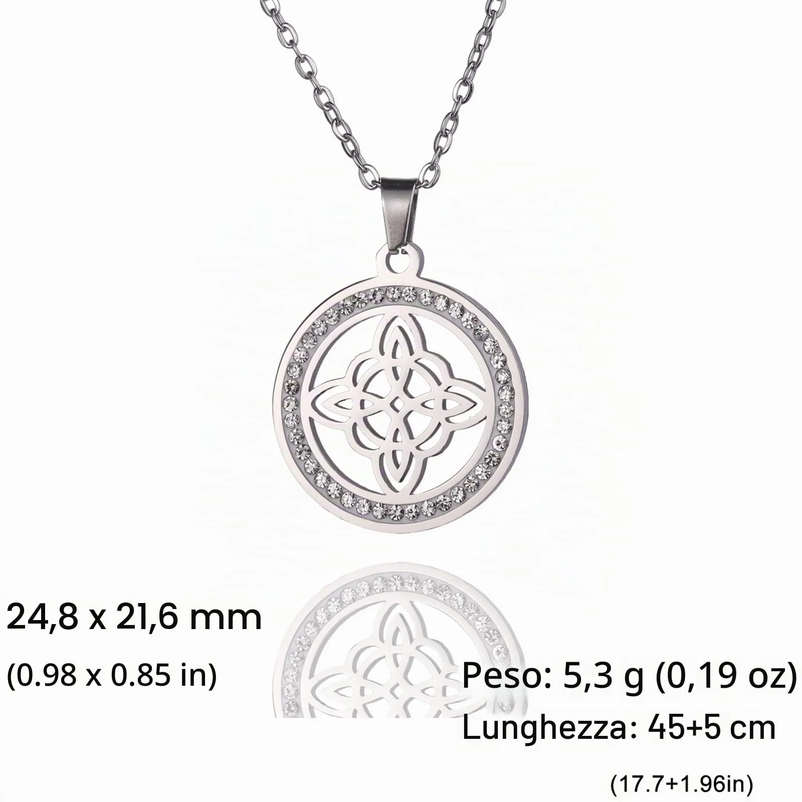 unift Collana di Nodi Delle Streghe per le Donne in Acciaio Inox Irlandese a 4 Punte Ciondolo Nodo Celtico Moda Charm Magick Gioielli (Argento 9) - immagine 6
