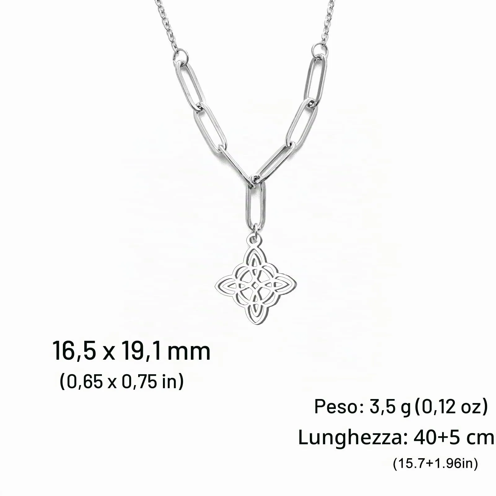 unift Collana di Nodi Delle Streghe per le Donne in Acciaio Inox Irlandese a 4 Punte Ciondolo Nodo Celtico Moda Charm Magick Gioielli (Argento 10) - immagine 6