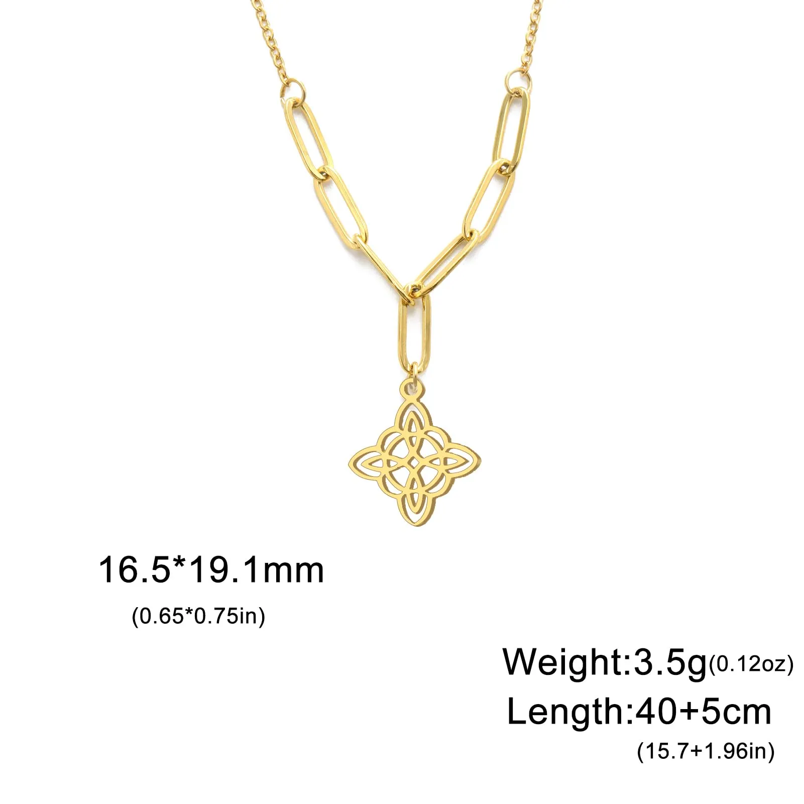unift Collana di Nodi Delle Streghe per le Donne in Acciaio Inox Irlandese a 4 Punte Ciondolo Nodo Celtico Moda Charm Magick Gioielli (Oro 10) - immagine 6