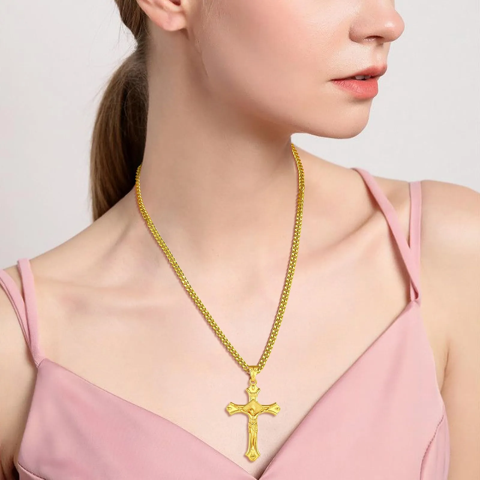 AEONSLOVE Collana Crocifisso Uomo Ciondolo Croce Cristiana Argento 925 per Uomo Donna Collana con Croce Gesù Cristo Cattolico Cristiani Gioielli Religiosi - immagine 9