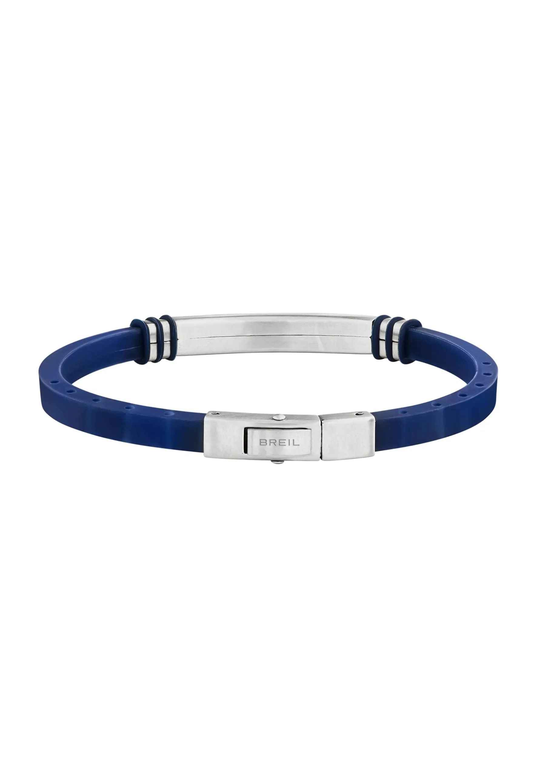 Breil, Collezione Light Cuff, Bracciale da Uomo in Acciaio Satinato e Silicone Nero, Chiusura a Pulsante, Regolabile, Lunghezza 22 cm, Dimensioni Regolabili fino a 17 cm - immagine 2