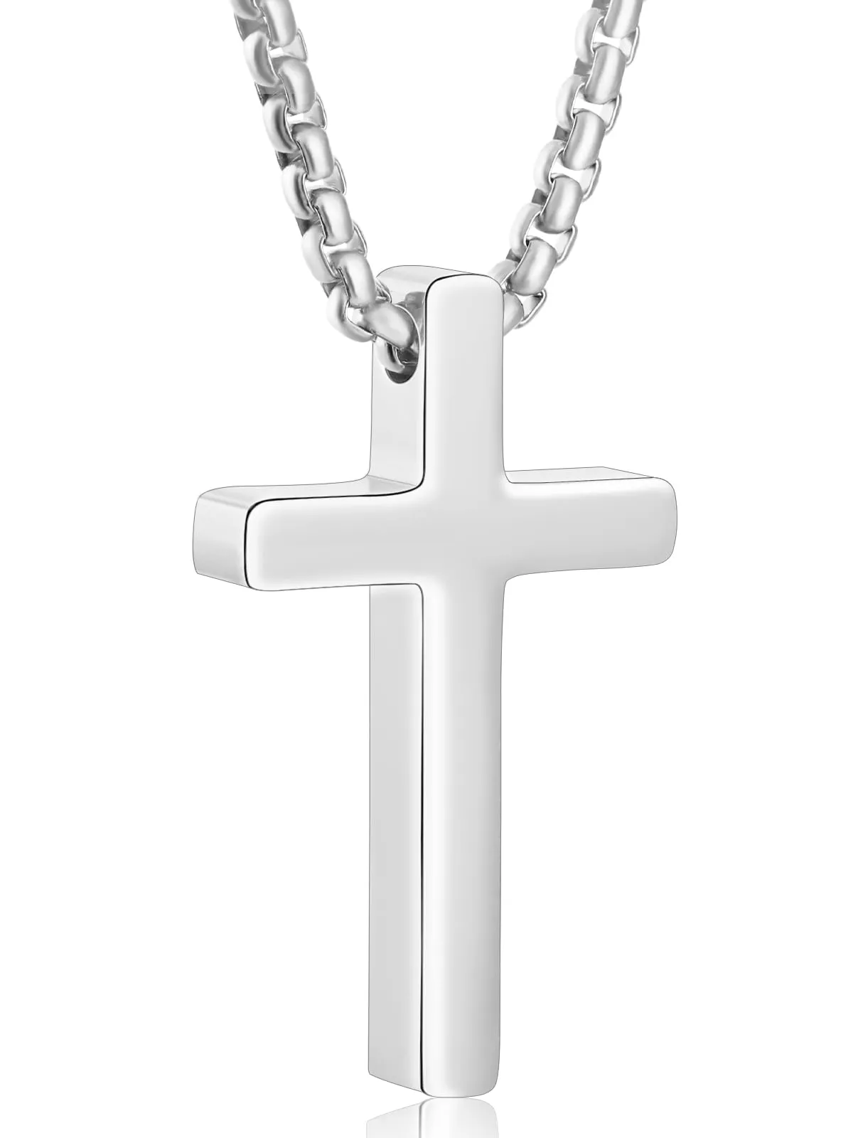 Aretas Collana Crocifisso e Croce d'Acciaio Inossidabile e Argento per Uomini e Ragazzi. 45 cm - immagine 1