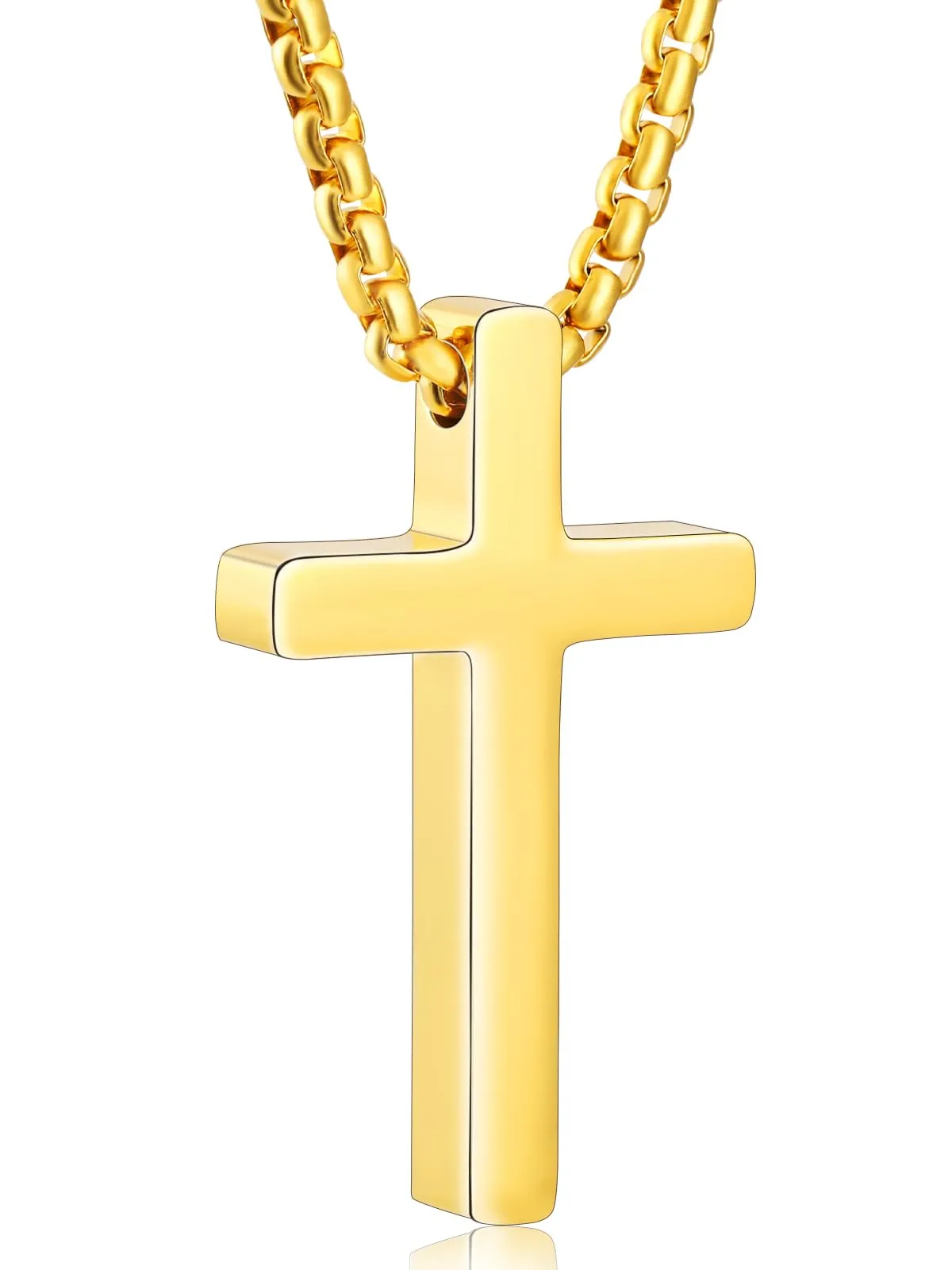 Aretas Collana Crocifisso e Croce d'Acciaio Inossidabile e Oro per Uomini e Ragazzi. È una Collana con Croce Appendiabiti e la Lunghezza della Collana è di 45 Centimetri. - immagine 1