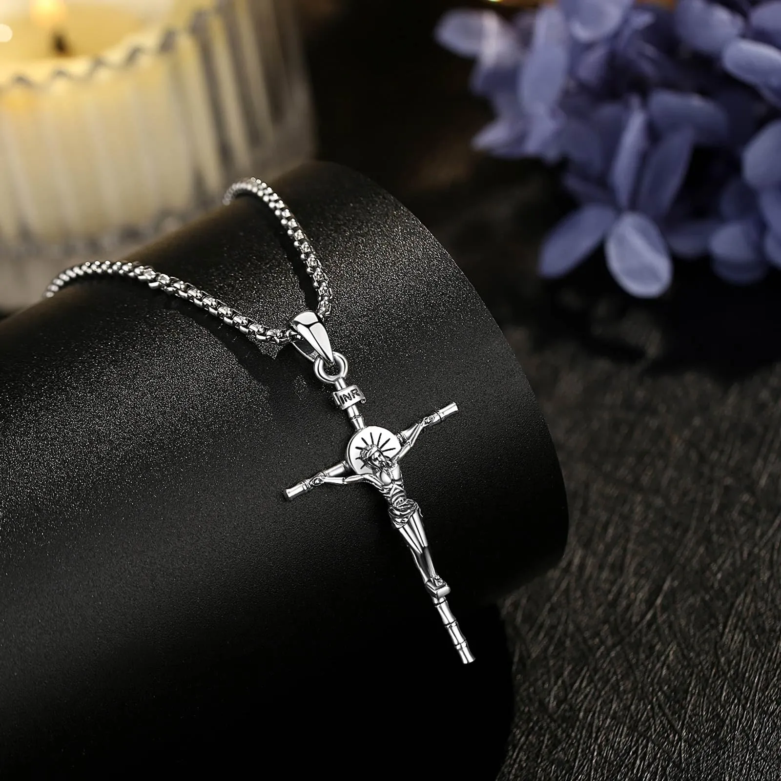 AEONSLOVE Collana Crocifisso Uomo Ciondolo Croce Cristiana Argento 925 Collana con Croce Donna Gioielli Gesù Cristo Regalo Cattolico Cristiani - immagine 3