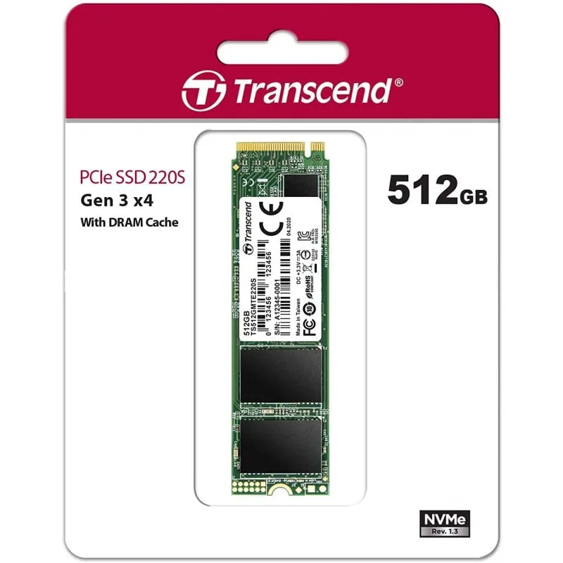 Transcend MTE220S SSD 512 GB M.2 NVMe PCIe Gen3 x4 - immagine 1