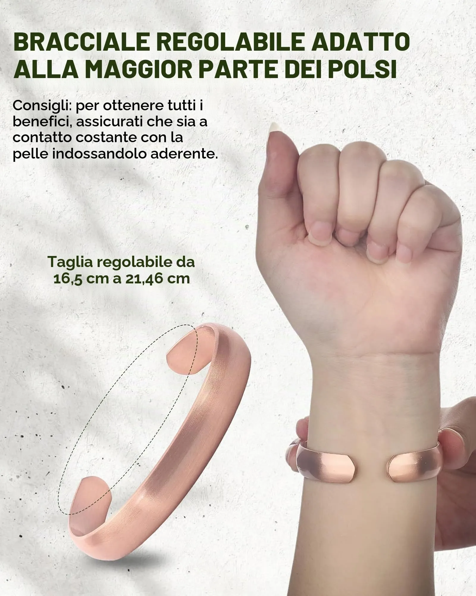 MagEnergy Bracciale in rame per uomo e donna, 100% puro rame, grezzo, solido e non rivestito, fatto a mano, braccialetto tibetano senza tempo, Medio, Rame, Non pietra preziosa - immagine 5