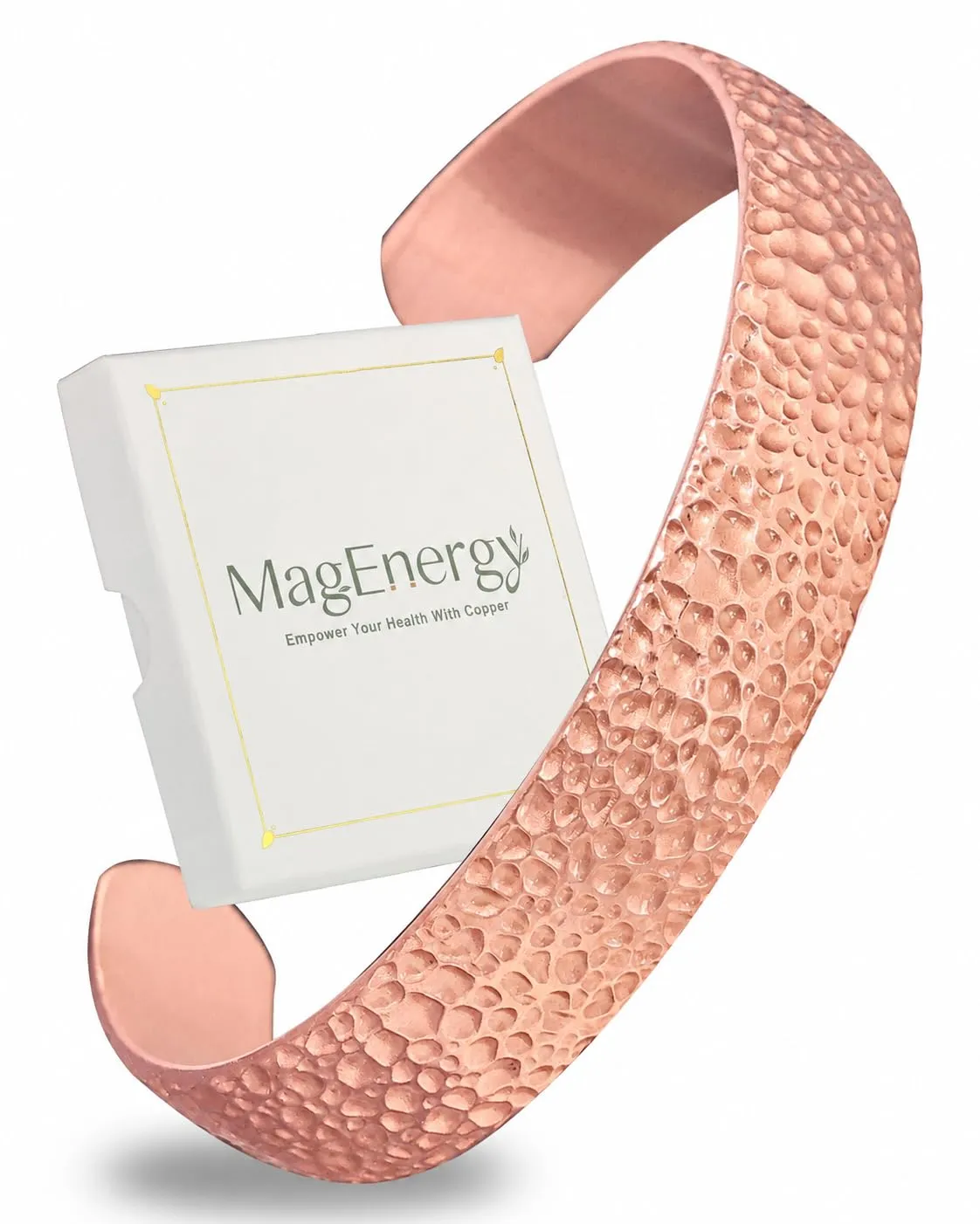 MagEnergy Braccialetto in rame per uomini e donne, 100% puro rame, grezzo, solido e non rivestito, fatto a mano, braccialetto tibetano senza tempo, Medio, Rame, Non pietra preziosa - immagine 1