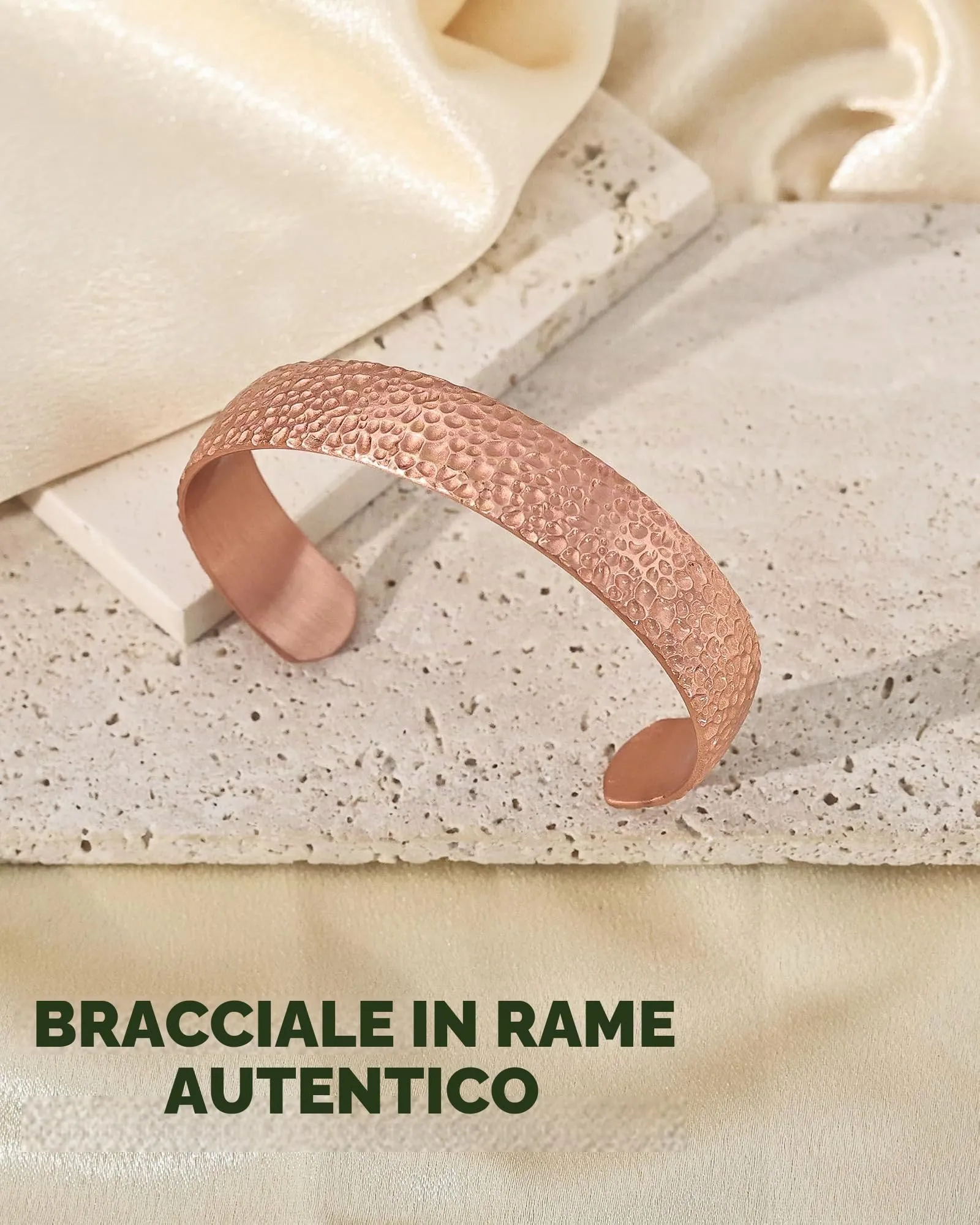 MagEnergy Braccialetto in rame per uomini e donne, 100% puro rame, grezzo, solido e non rivestito, fatto a mano, braccialetto tibetano senza tempo, Medio, Rame, Non pietra preziosa - immagine 5