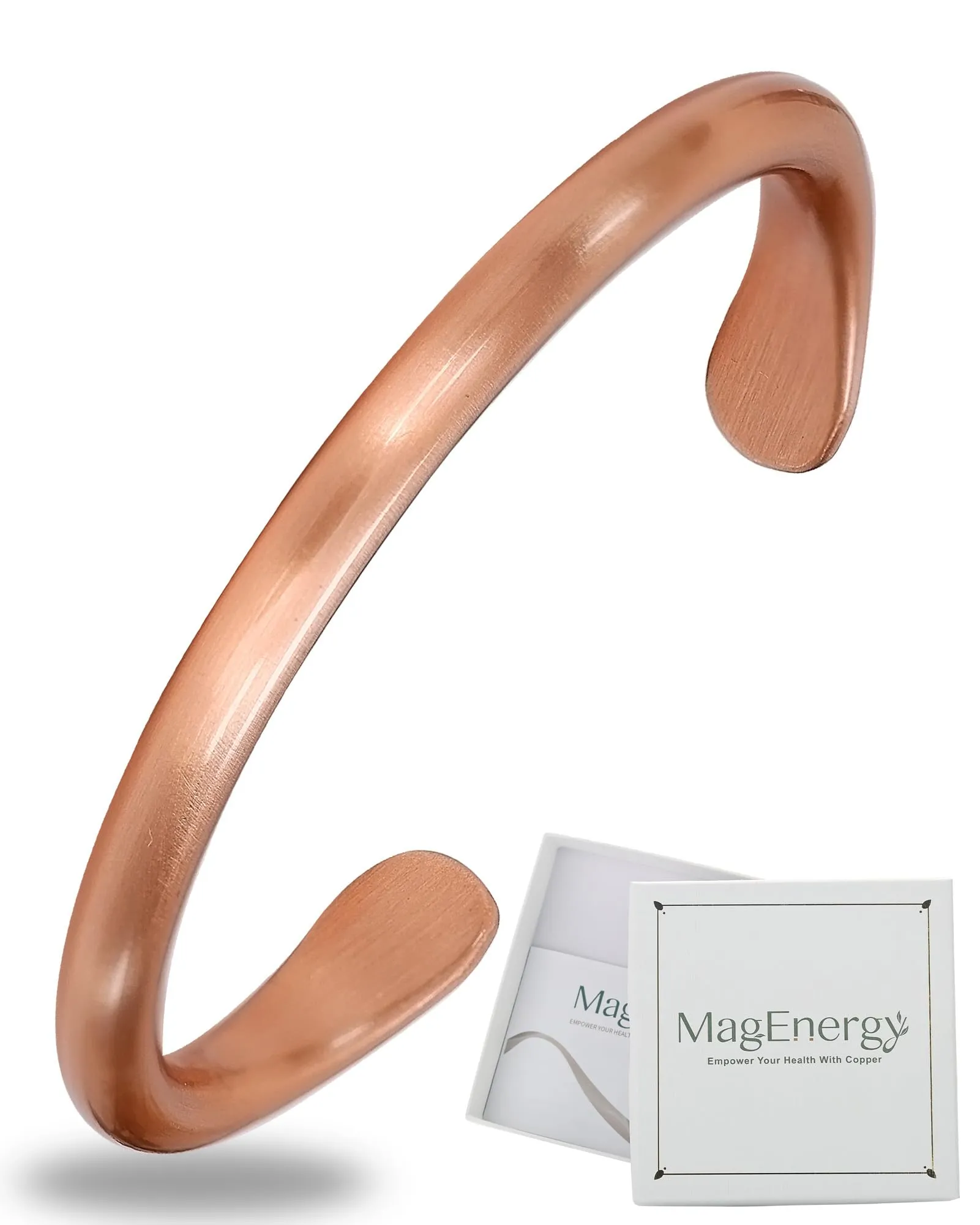 MagEnergy Braccialetto in rame per uomini e donne, 100% puro rame, grezzo, solido e non rivestito, fatto a mano, braccialetto tibetano senza tempo, Misura unica, Rame, Nessuna pietra preziosa - immagine 1