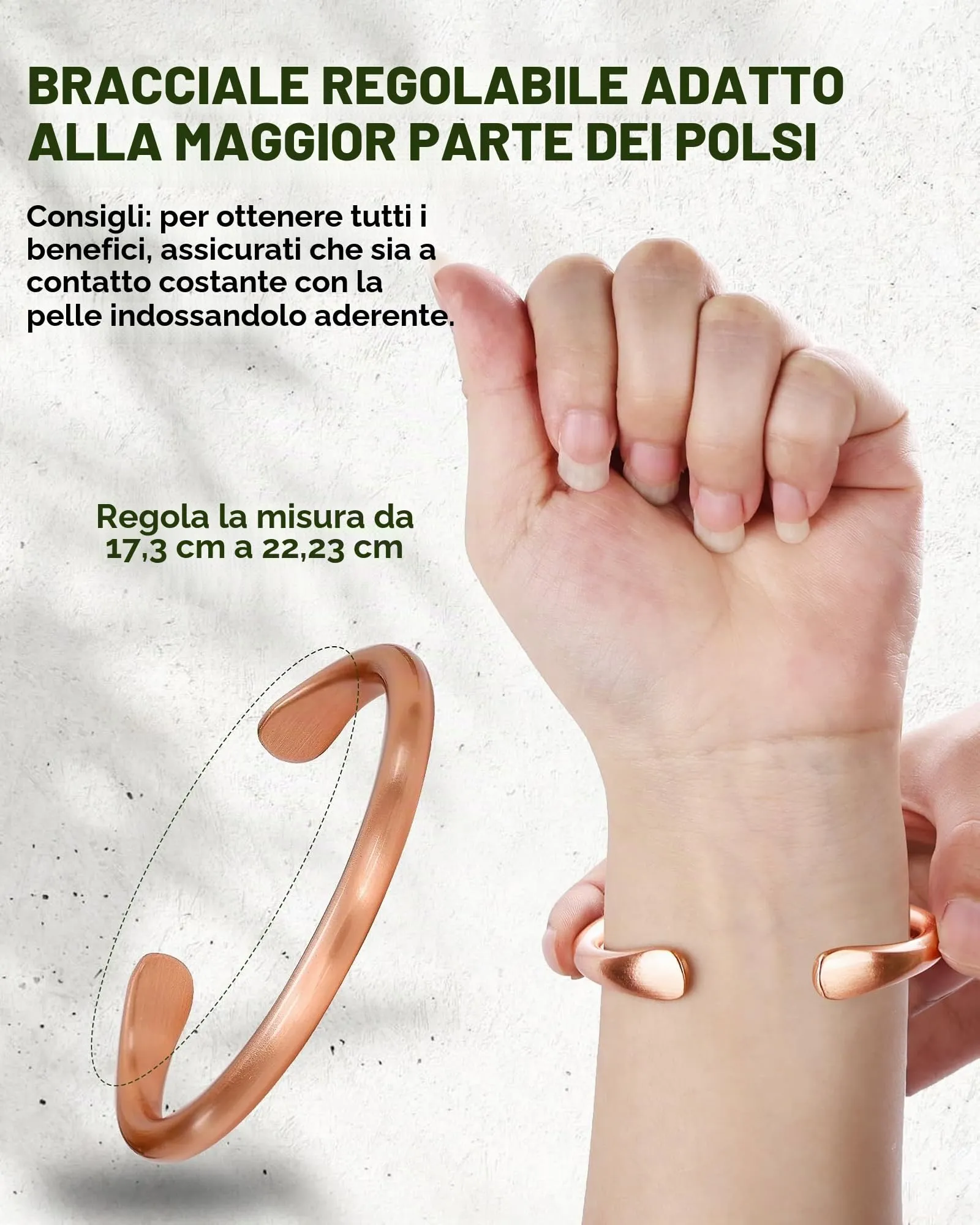 MagEnergy Braccialetto in rame per uomini e donne, 100% puro rame, grezzo, solido e non rivestito, fatto a mano, braccialetto tibetano senza tempo, Misura unica, Rame, Nessuna pietra preziosa - immagine 3