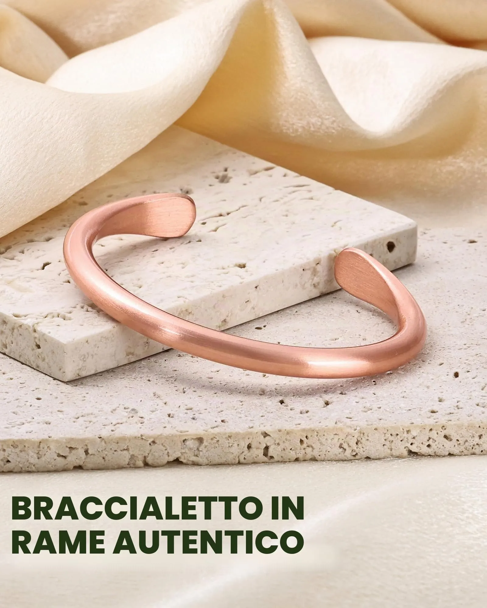 MagEnergy Braccialetto in rame per uomini e donne, 100% puro rame, grezzo, solido e non rivestito, fatto a mano, braccialetto tibetano senza tempo, Misura unica, Rame, Nessuna pietra preziosa - immagine 6