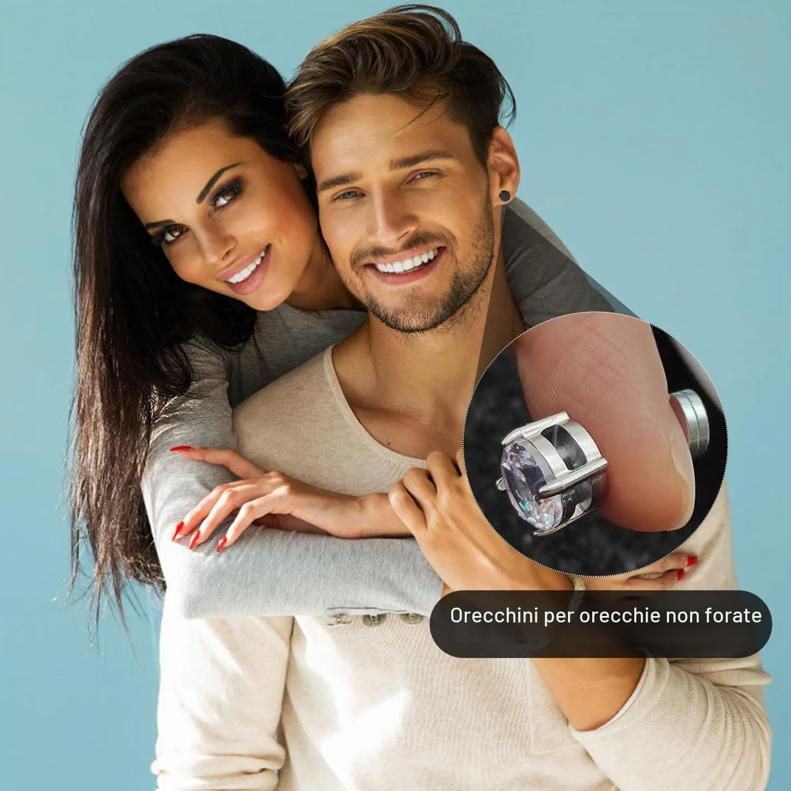 VYNZOR Orecchini senza Buco Uomo, Orecchini Finti Uomo con Magnete Forte, 4 Paia di Orecchini a Clip Magnetici senza Perforazione per Look Elegante e Casual - immagine 4