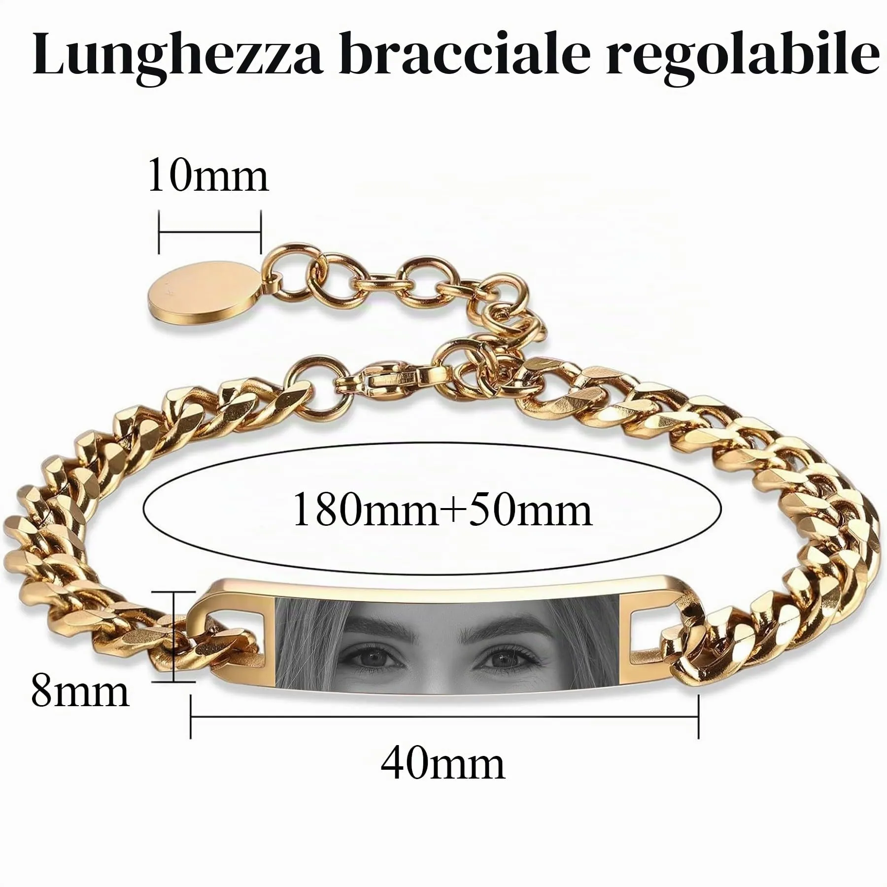 Bracciale Uomo Personalizzato con Foto degli Occhi, Regalo per Fidanzato - immagine 3