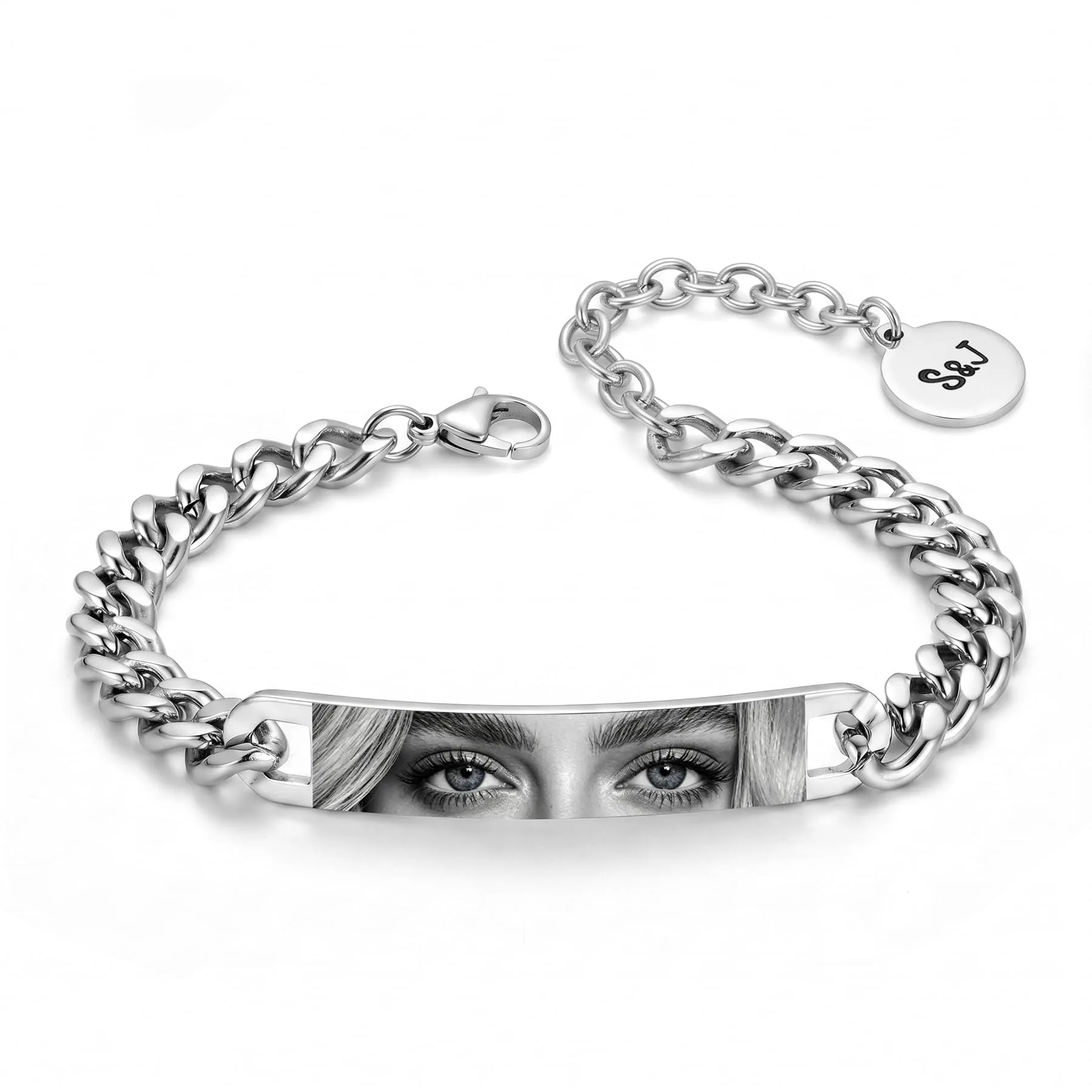 Bracciale Uomo Personalizzato con Foto degli Occhi, Regalo per Fidanzato - immagine 1