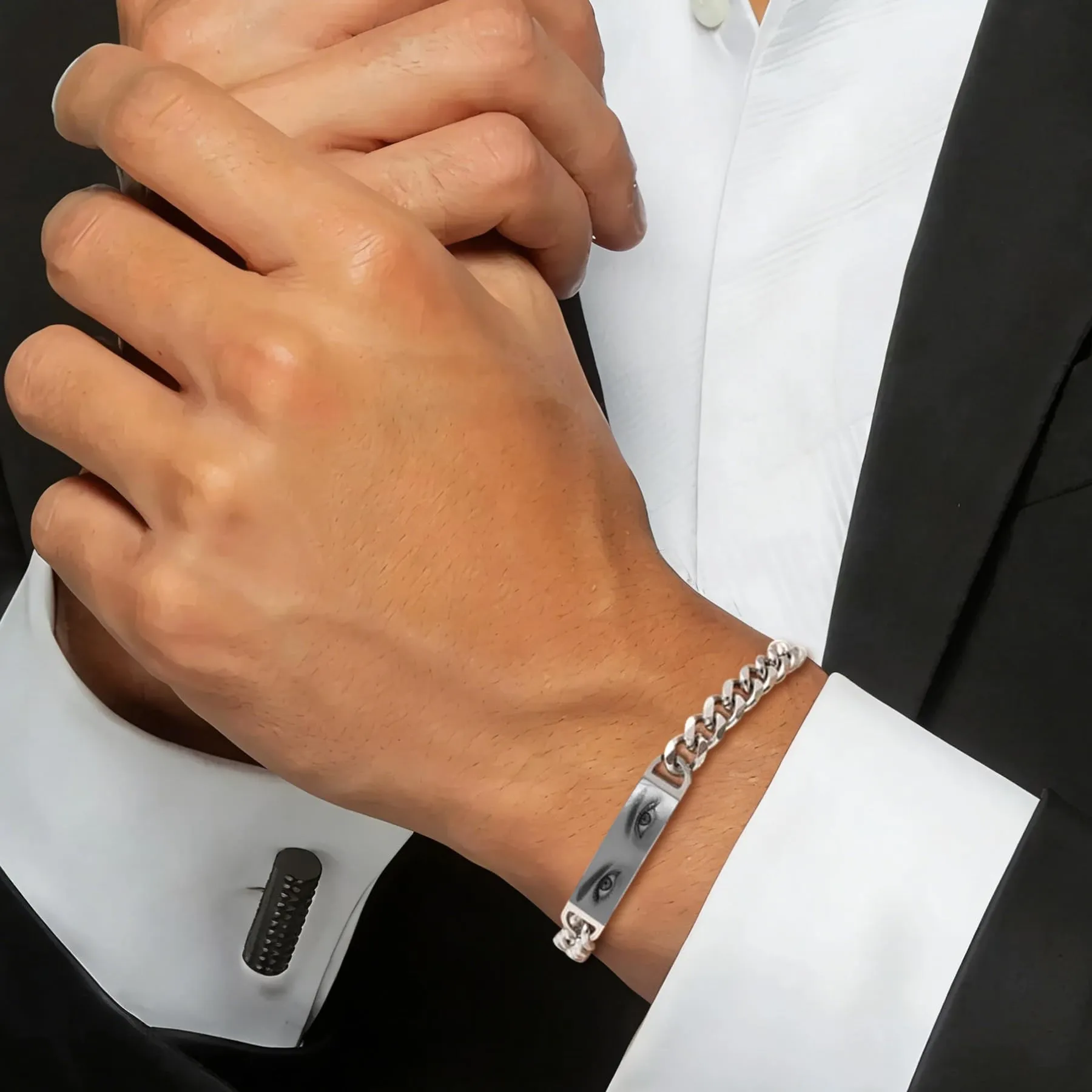 Bracciale Uomo Personalizzato con Foto degli Occhi, Regalo per Fidanzato - immagine 2