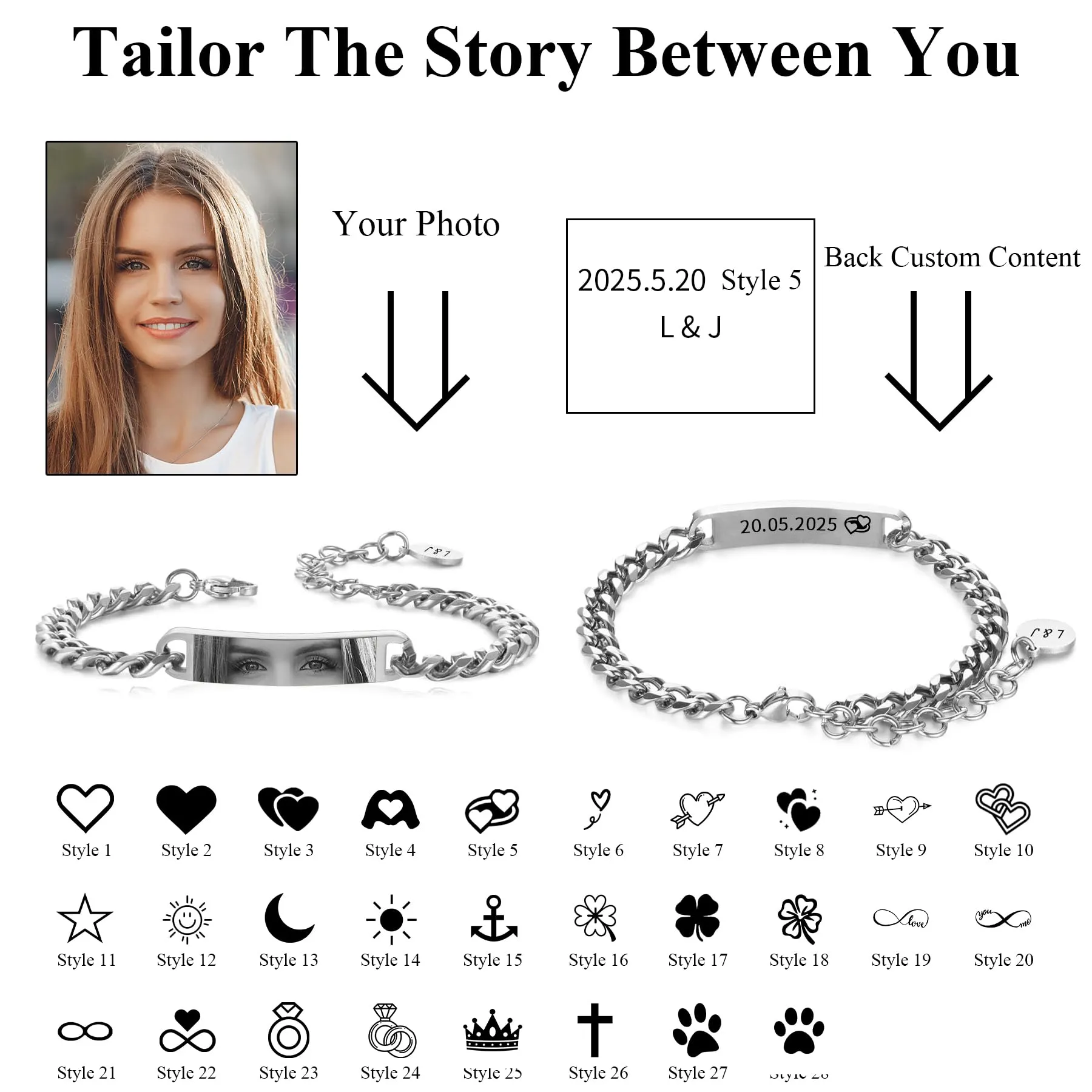Bracciale Uomo Personalizzato con Foto degli Occhi, Regalo per Fidanzato - immagine 3