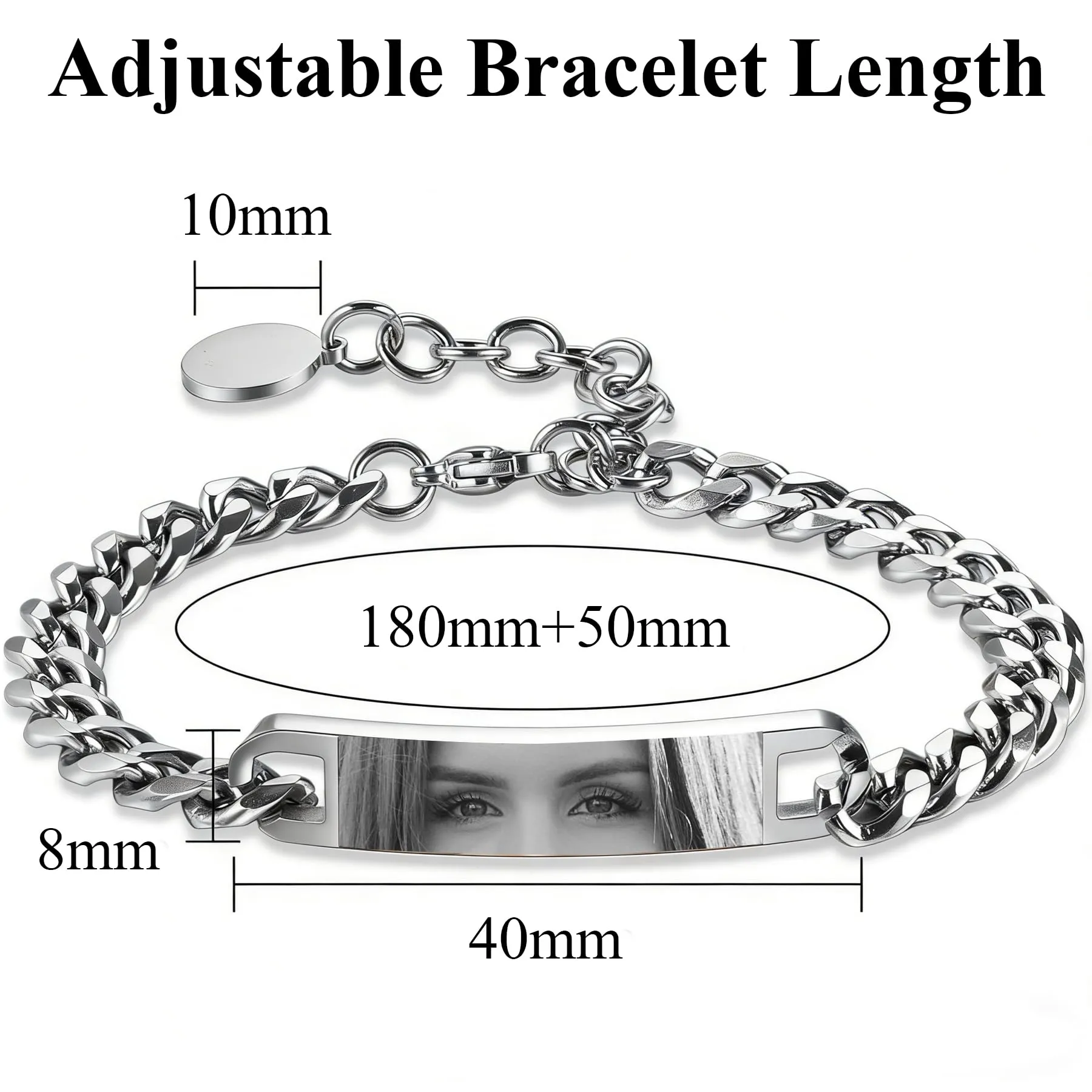Bracciale Uomo Personalizzato con Foto degli Occhi, Regalo per Fidanzato - immagine 4