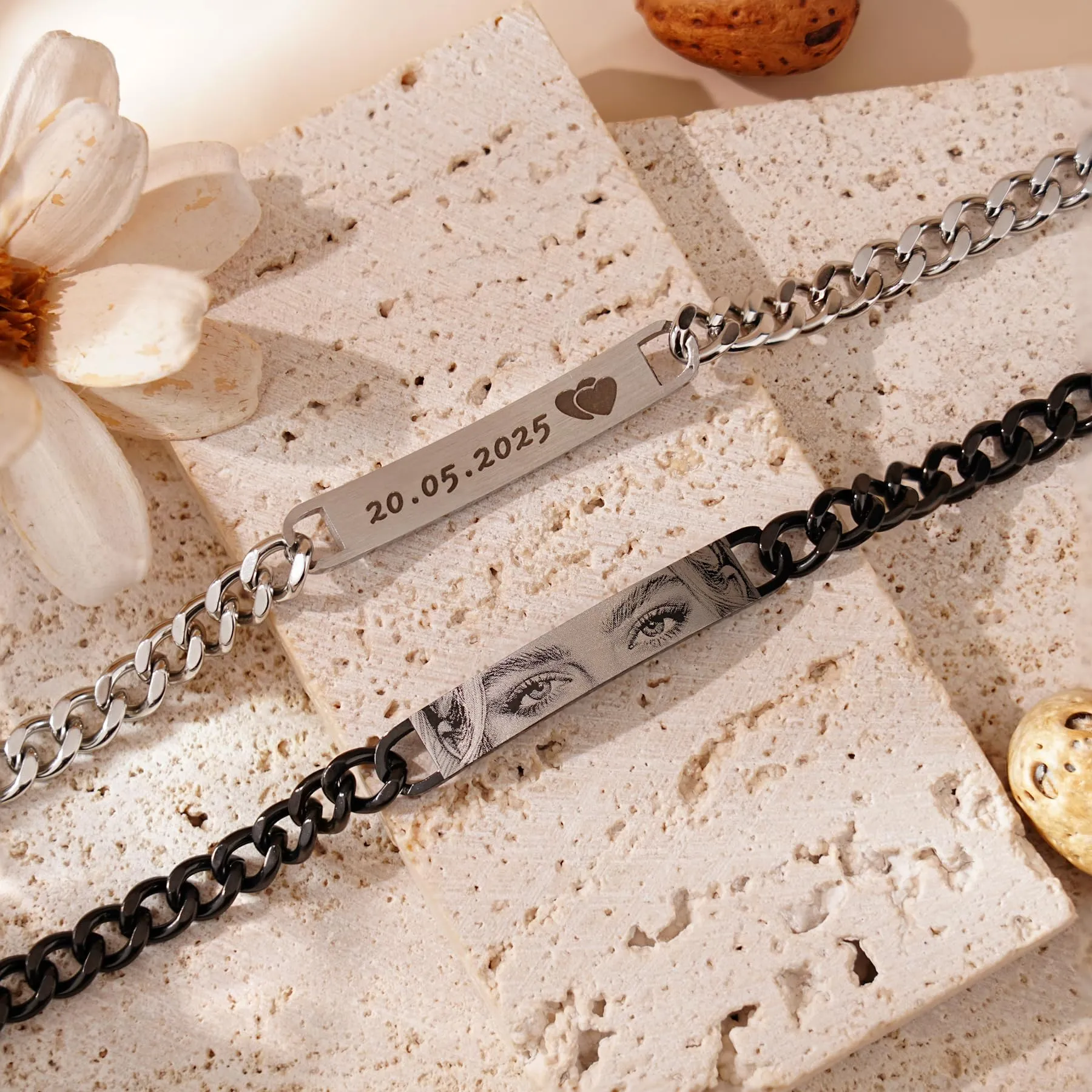 Bracciale Uomo Personalizzato con Foto degli Occhi, Regalo per Fidanzato - immagine 5