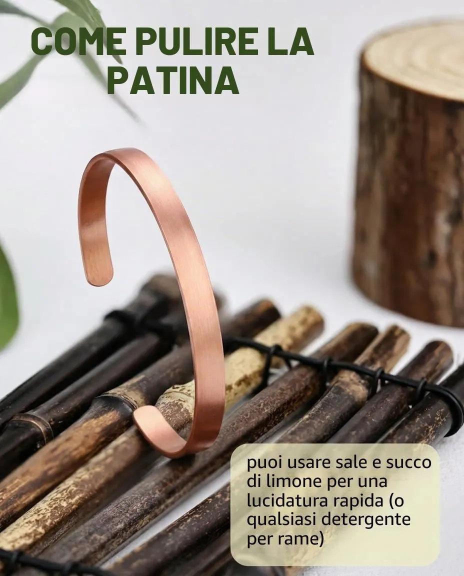 MagEnergy Braccialetto in Rame Puro per Uomo e Donna – Manopola Vintage Martellata, 100% Rame Massiccio, Crudo e Non Rivestito, Fatto a Mano, Taille unique, Metallo, Senza Gemme - immagine 2