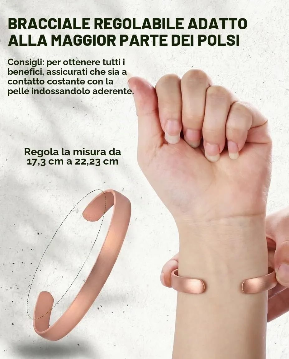 MagEnergy Braccialetto in Rame Puro per Uomo e Donna – Manopola Vintage Martellata, 100% Rame Massiccio, Crudo e Non Rivestito, Fatto a Mano, Taille unique, Metallo, Senza Gemme - immagine 4