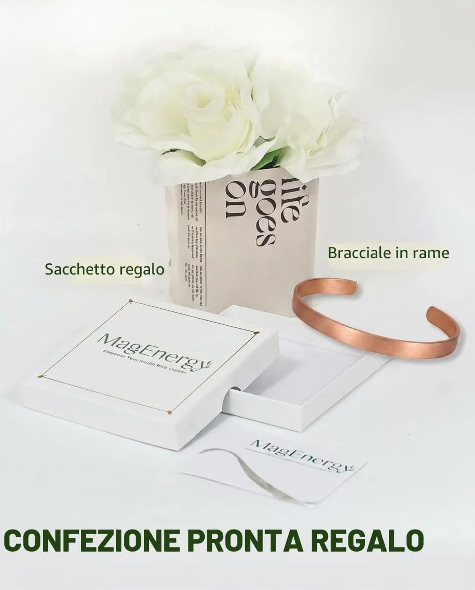 MagEnergy Braccialetto in Rame Puro per Uomo e Donna – Manopola Vintage Martellata, 100% Rame Massiccio, Crudo e Non Rivestito, Fatto a Mano, Taille unique, Metallo, Senza Gemme - immagine 7