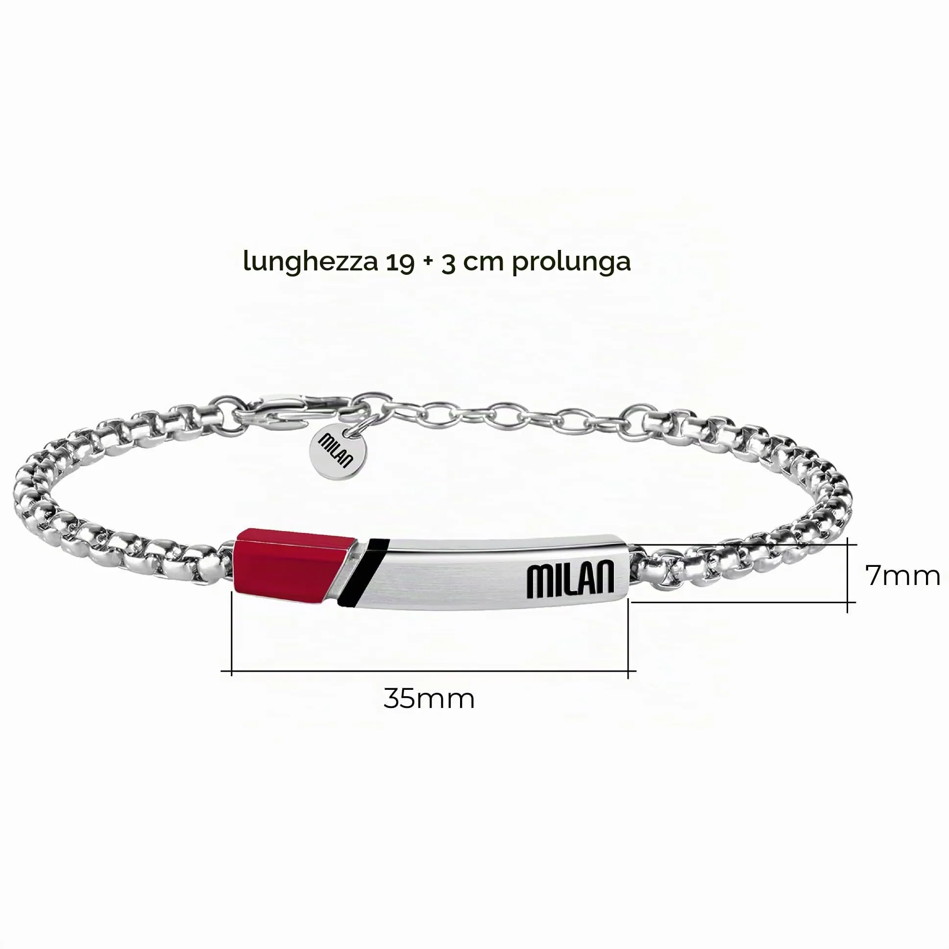 Clondo Bracciale Uomo Donna Milan in Acciaio – Collezione Ufficiale Calcio – Accessorio Elegante e Sportivo con Logo – Idea Regalo per Tifosi – Vari Modelli Disponibili (Steel Plate Red Black) - immagine 3