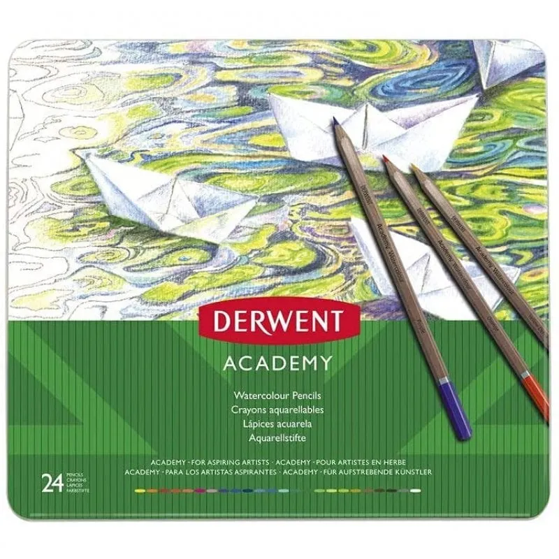 Derwent Academy Scatola in metallo da 24 matite acquerellabili - immagine 1