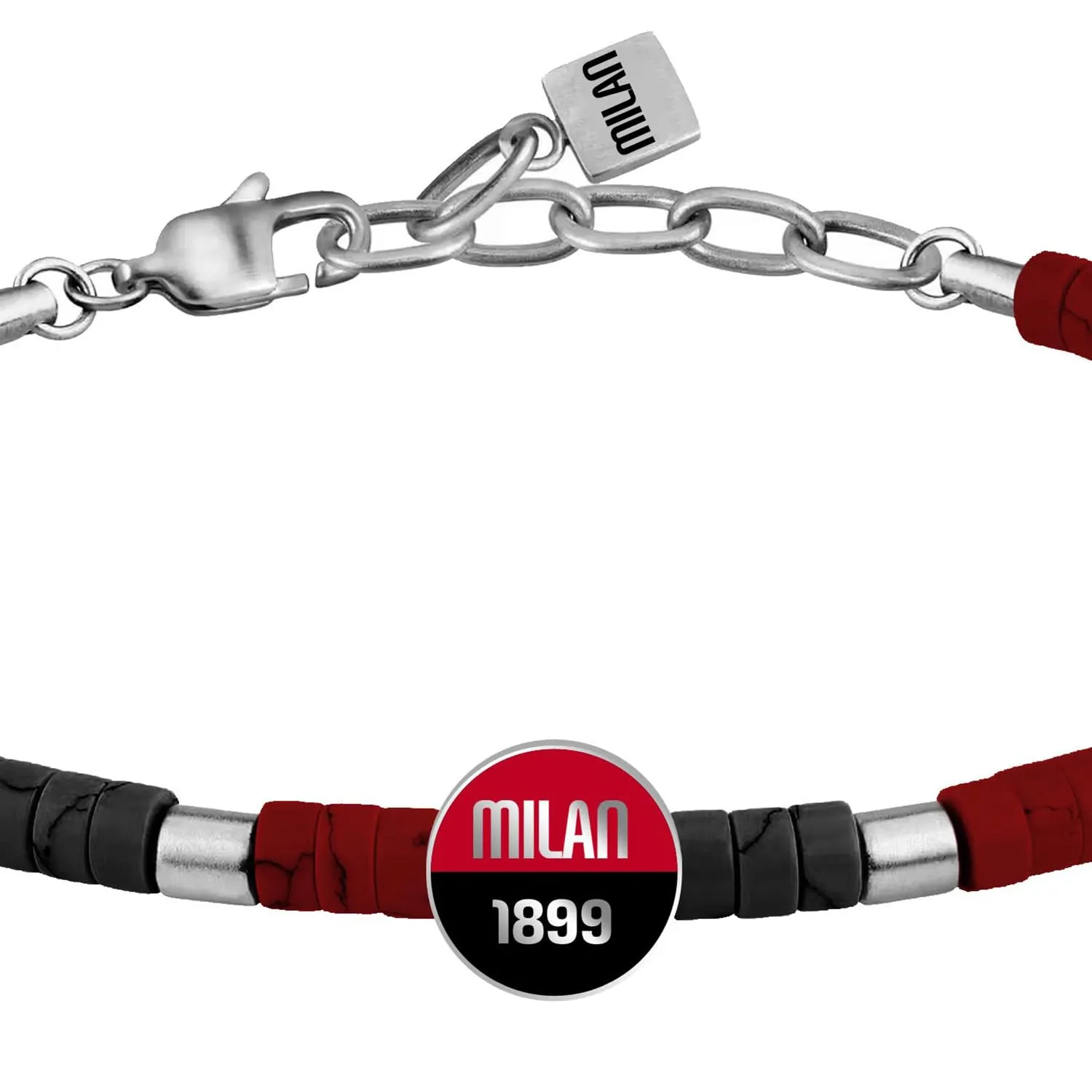 Clondo Bracciale Uomo Donna Milan in Acciaio – Collezione Ufficiale Calcio – Accessorio Elegante e Sportivo con Logo – Idea Regalo per Tifosi – Vari Modelli Disponibili (Beads Sport Milan 1899) - immagine 2
