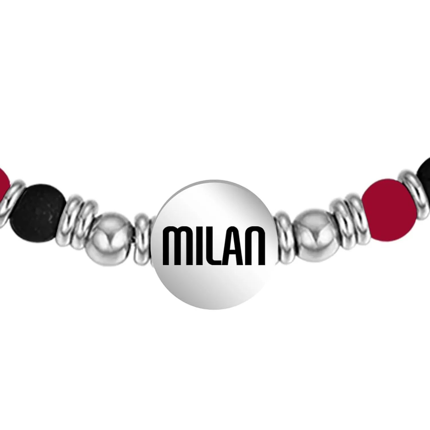 Clondo Bracciale Uomo Donna Milan in Acciaio – Collezione Ufficiale Calcio – Accessorio Elegante e Sportivo con Logo – Idea Regalo per Tifosi – Vari Modelli Disponibili (Beads Classic Red Black) - immagine 2