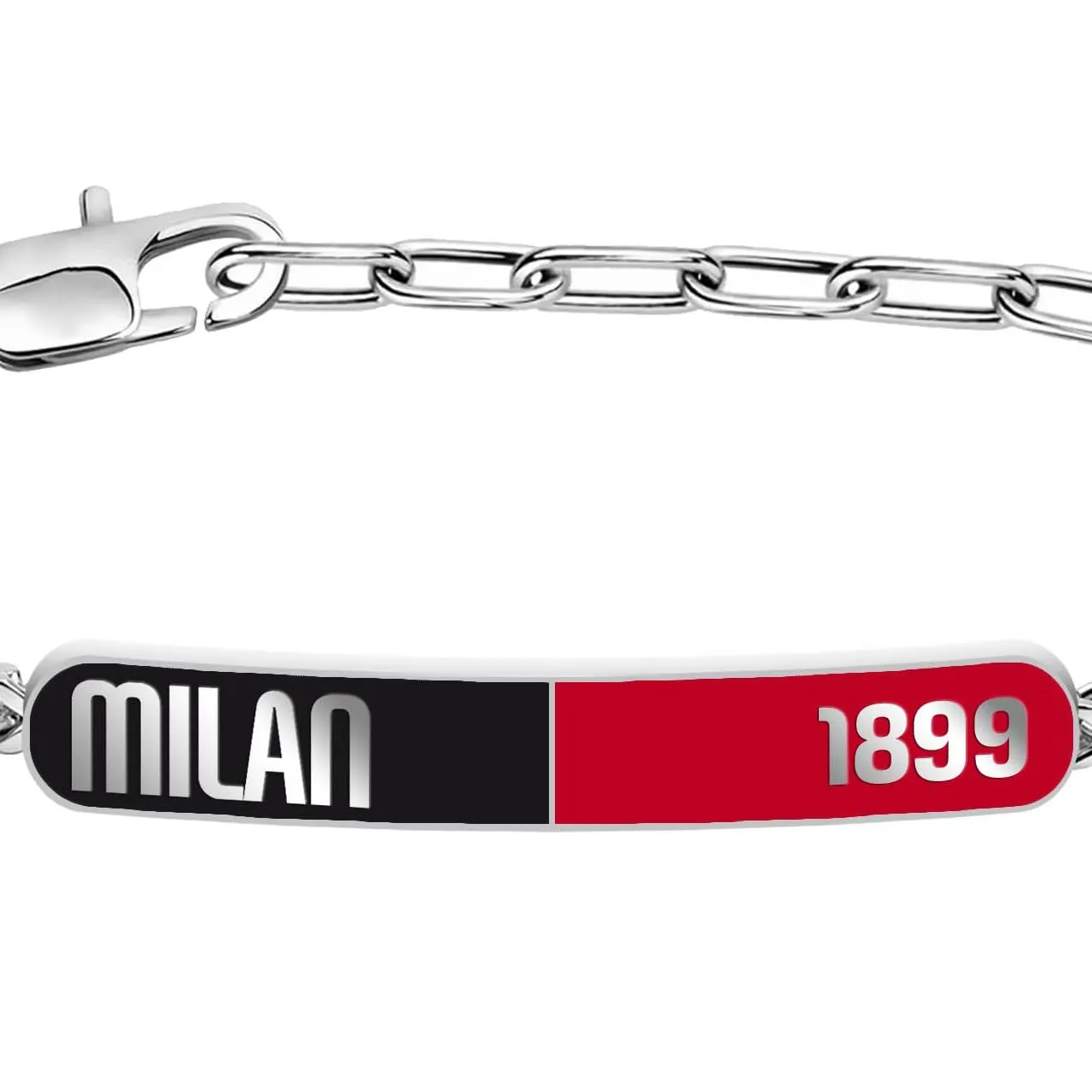 Clondo Bracciale Uomo Donna Milan in Acciaio – Collezione Ufficiale Calcio – Accessorio Elegante e Sportivo con Logo – Idea Regalo per Tifosi – Vari Modelli Disponibili (Red Black Plate 1899) - immagine 2