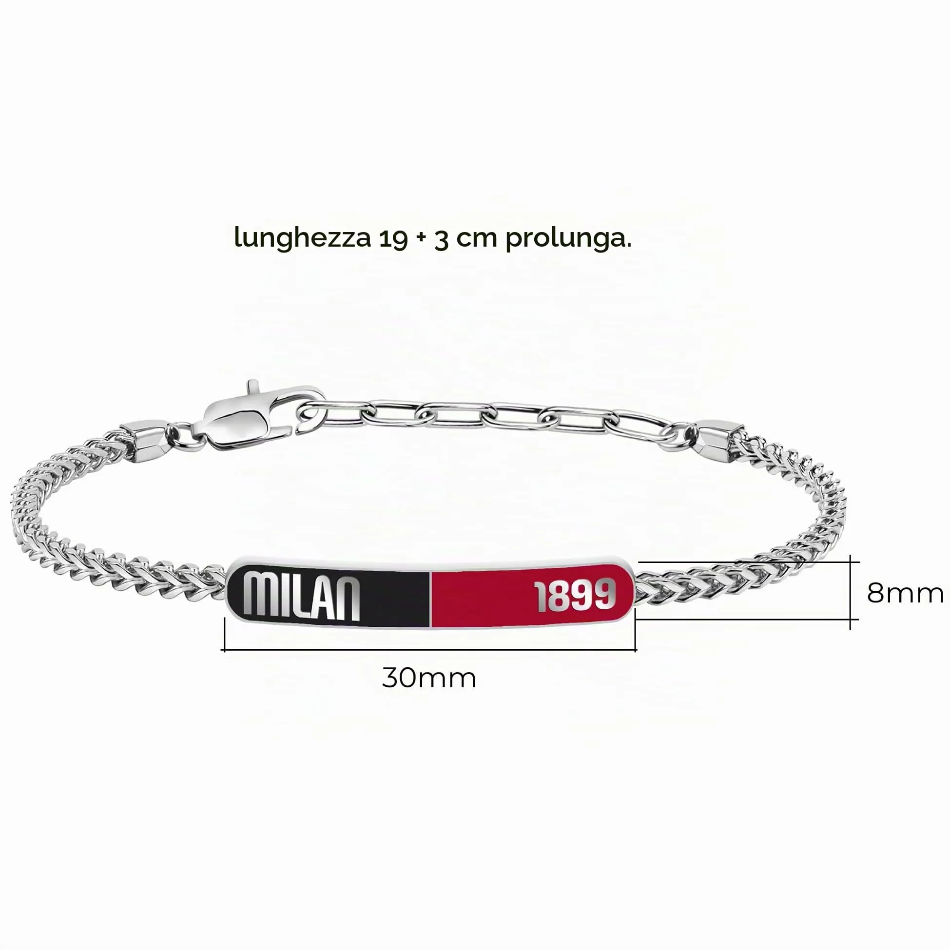 Clondo Bracciale Uomo Donna Milan in Acciaio – Collezione Ufficiale Calcio – Accessorio Elegante e Sportivo con Logo – Idea Regalo per Tifosi – Vari Modelli Disponibili (Red Black Plate 1899) - immagine 3