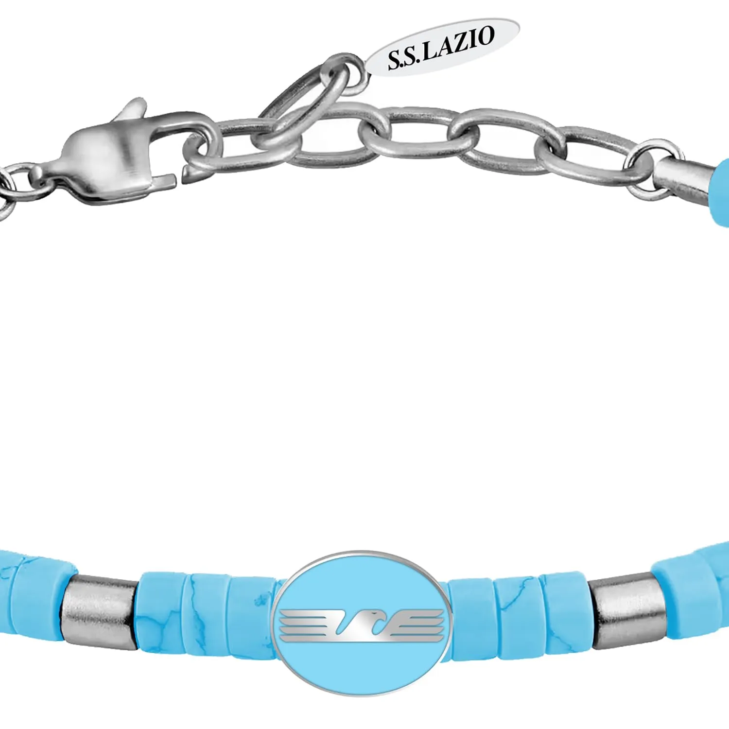 Clondo Bracciale Uomo Donna Lazio in Acciaio – Collezione Ufficiale Calcio – Accessorio Elegante e Sportivo con Logo – Idea Regalo per Tifosi – Vari Modelli Disponibili (Beads Logo Lazio Premium) - immagine 2