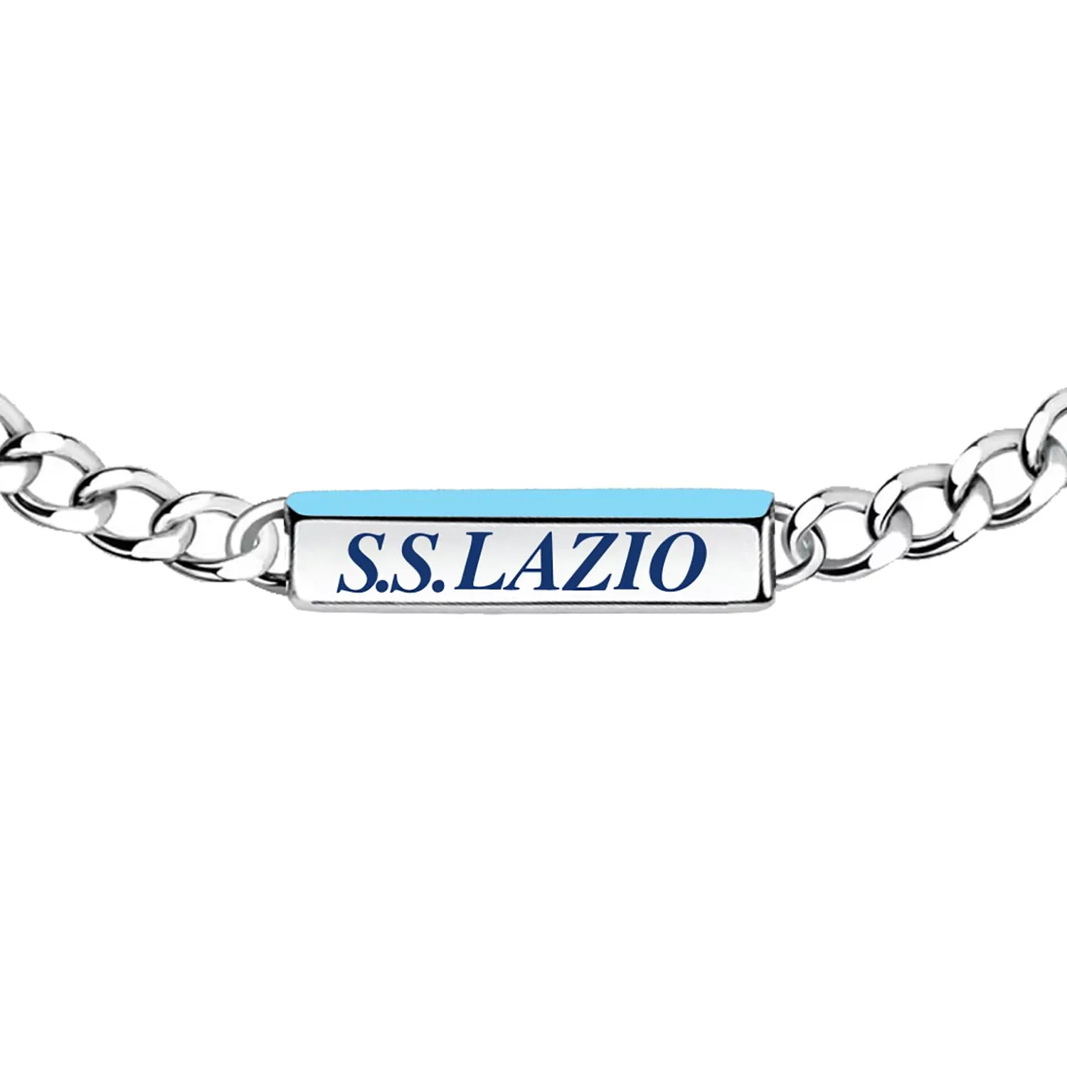 Clondo Bracciale Uomo Donna Lazio in Acciaio – Collezione Ufficiale Calcio – Accessorio Elegante e Sportivo con Logo – Idea Regalo per Tifosi – Vari Modelli Disponibili (Slim Plate Lazio Chain) - immagine 2