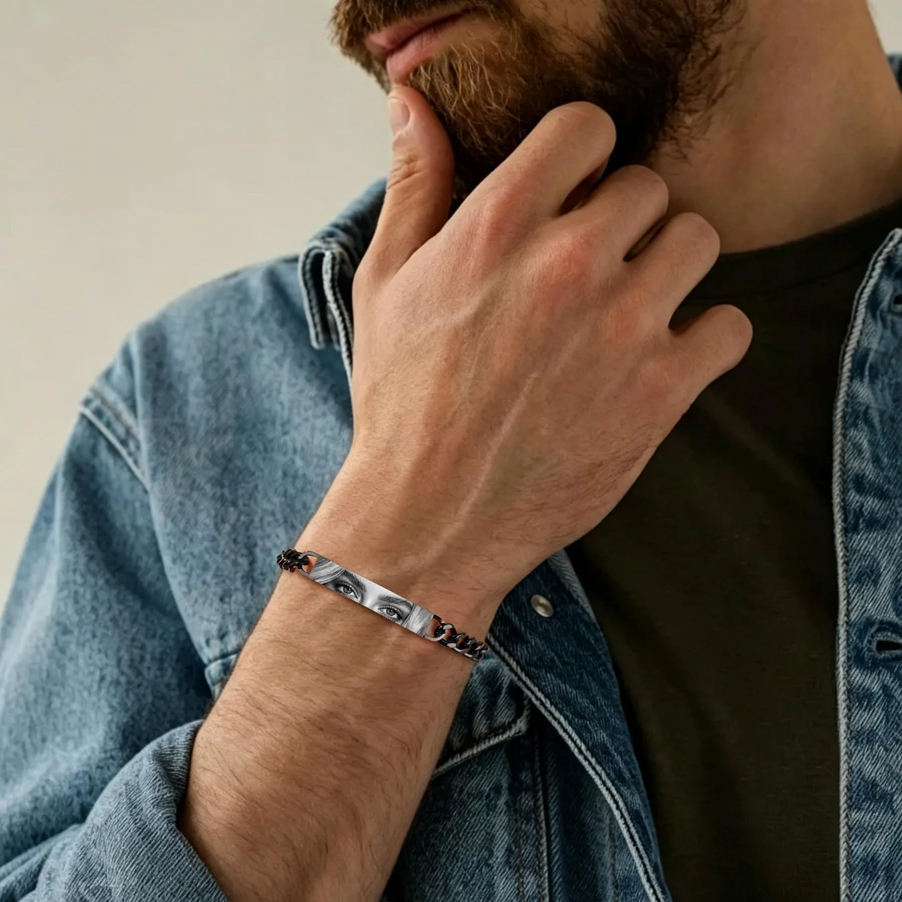 Personalizzato occhi-foto coppie braccialetto - regolabile braccialetto partner personalizzato con foto e nome incisione in acciaio inossidabile, amore amicizia regali per San Valentino, Coppia - immagine 7