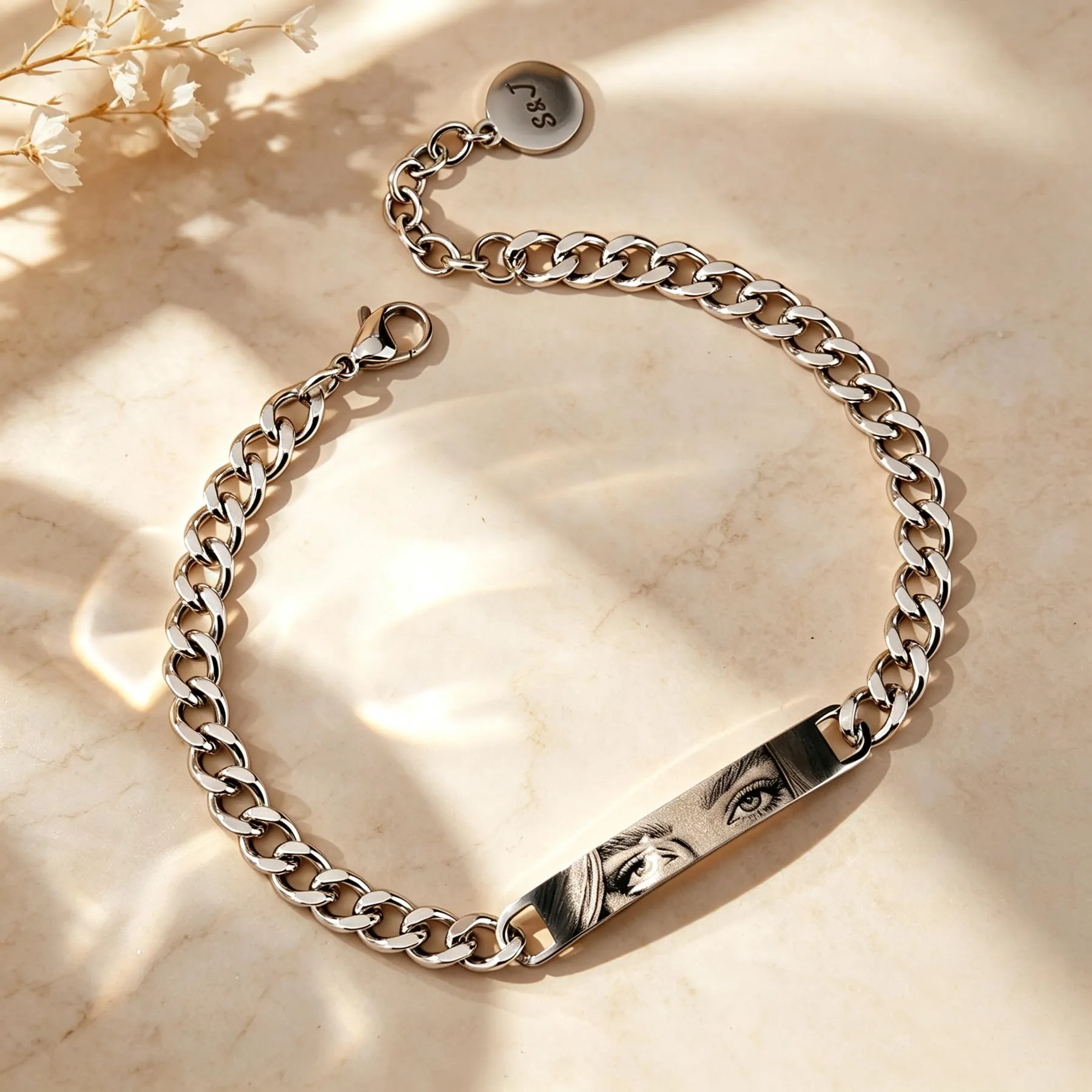 Personalizzato occhi-foto coppie braccialetto - regolabile braccialetto partner personalizzato con foto e nome incisione in acciaio inossidabile, amore amicizia regali per San Valentino, Coppia - immagine 5