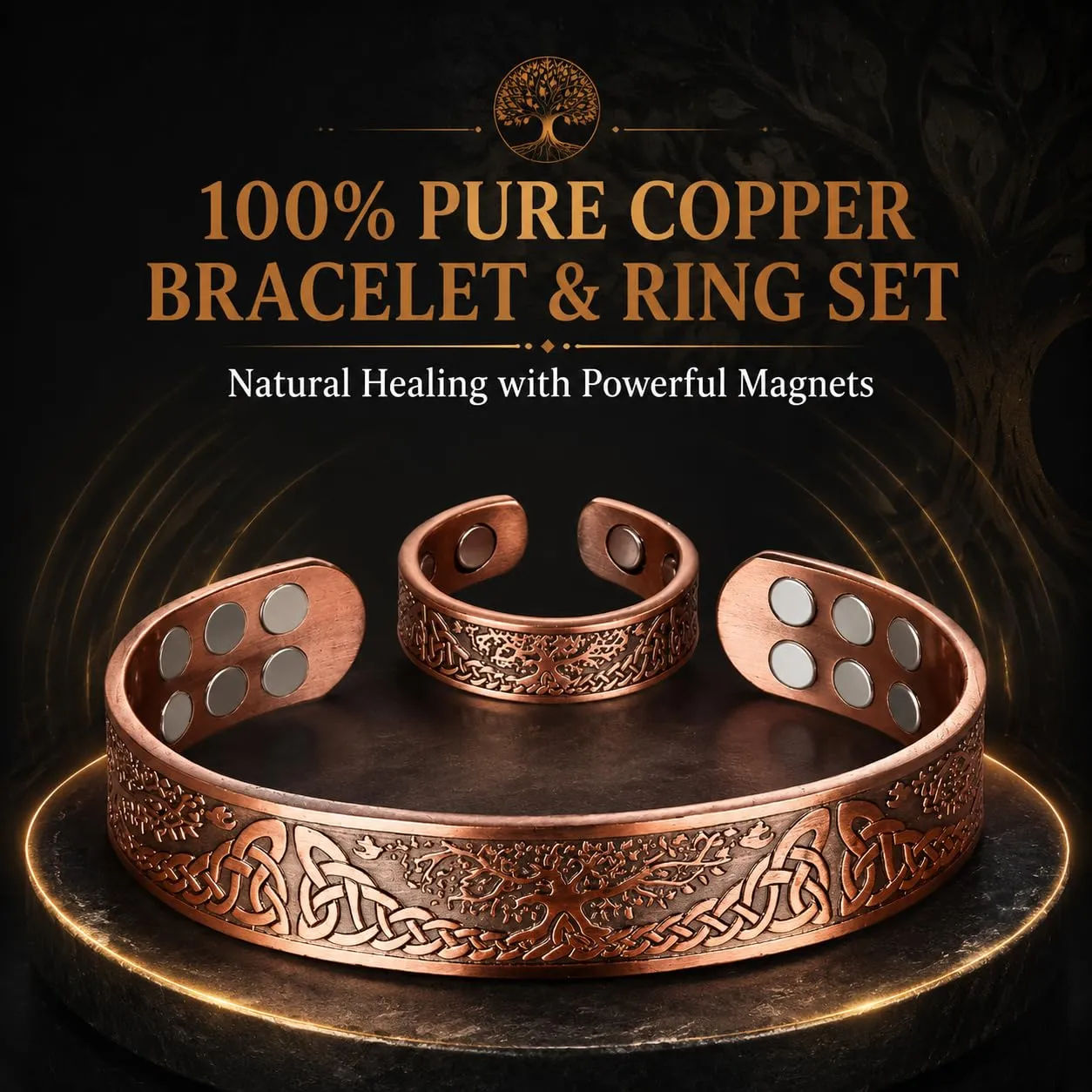 CBMZHF Braccialetto in puro rame massiccio al 100%, anello regolabile, bracciale in rame per uomini e donne, braccialetto magnetico in rame, braccialetto in rame, regalo per amante, padre - immagine 4