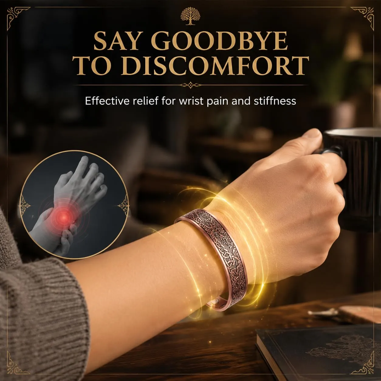 CBMZHF Braccialetto in puro rame massiccio al 100%, anello regolabile, bracciale in rame per uomini e donne, braccialetto magnetico in rame, braccialetto in rame, regalo per amante, padre - immagine 6