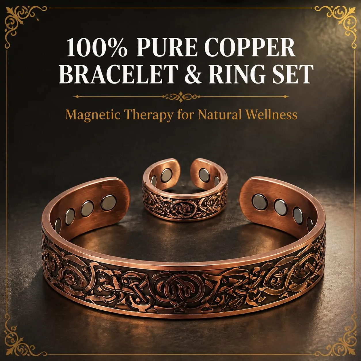 CBMZHF Braccialetto in puro rame massiccio al 100%, anello regolabile, bracciale in rame per uomini e donne, braccialetto magnetico in rame, braccialetto in rame, regalo per amante, padre - immagine 4