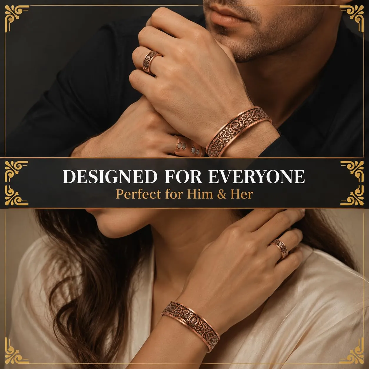 CBMZHF Braccialetto in puro rame massiccio al 100%, anello regolabile, bracciale in rame per uomini e donne, braccialetto magnetico in rame, braccialetto in rame, regalo per amante, padre - immagine 5