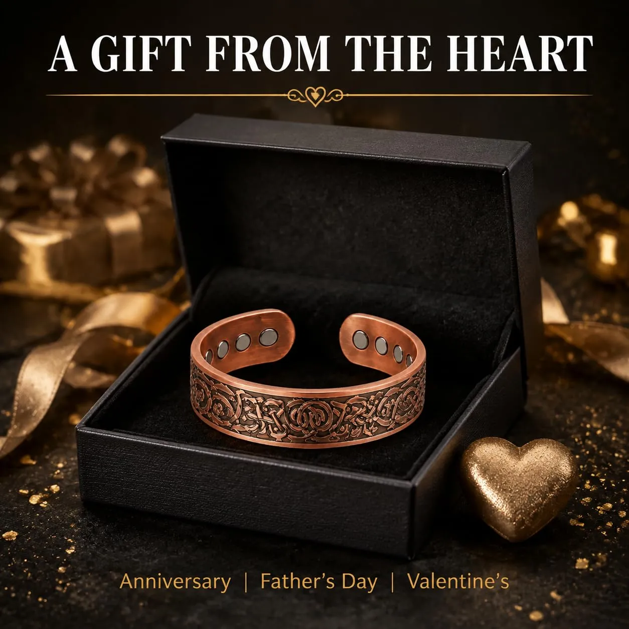 CBMZHF Braccialetto in puro rame massiccio al 100%, anello regolabile, bracciale in rame per uomini e donne, braccialetto magnetico in rame, braccialetto in rame, regalo per amante, padre - immagine 7