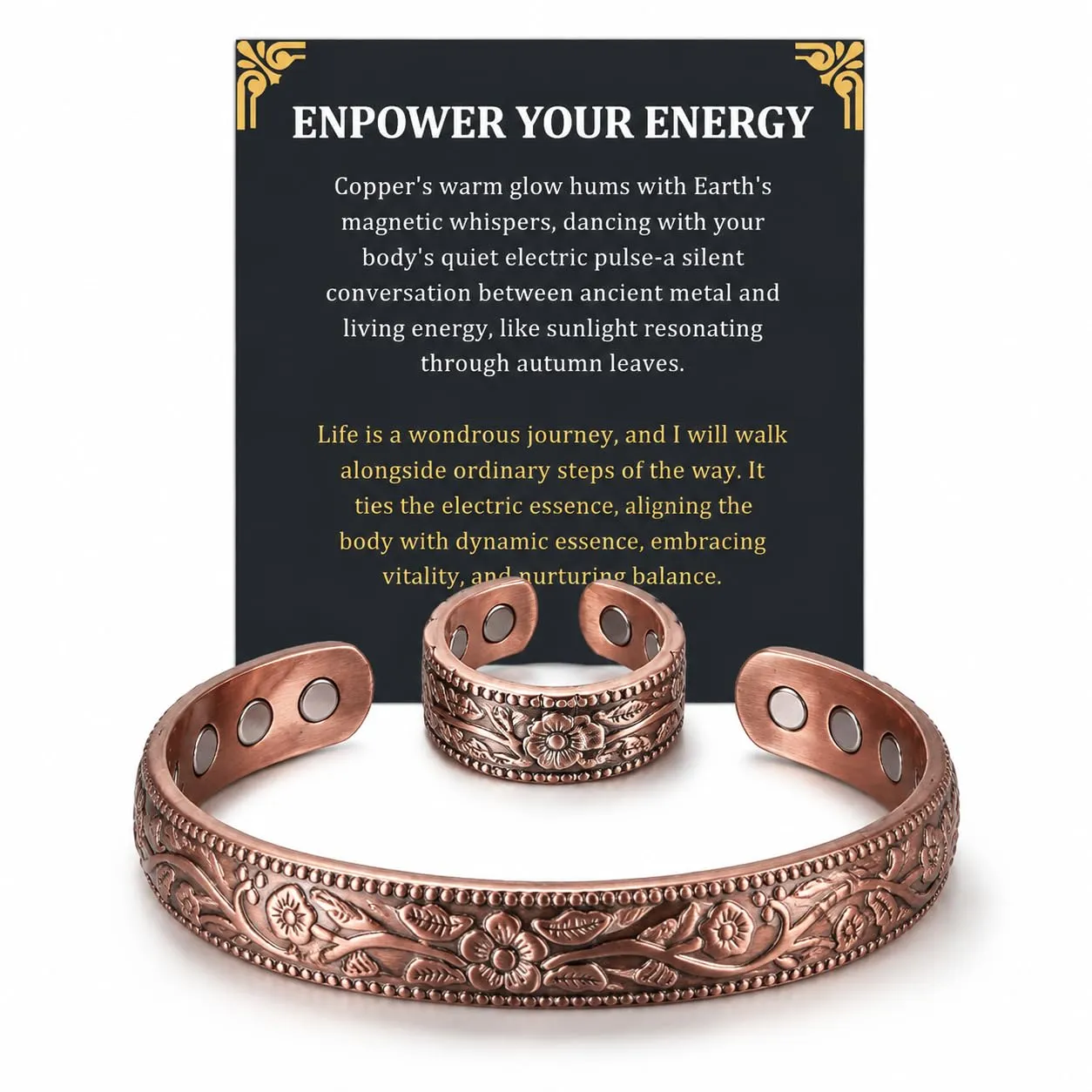 CBMZHF Braccialetto in puro rame massiccio al 100%, anello regolabile, bracciale in rame per uomini e donne, braccialetto magnetico in rame, braccialetto in rame, regalo per amante, padre - immagine 1