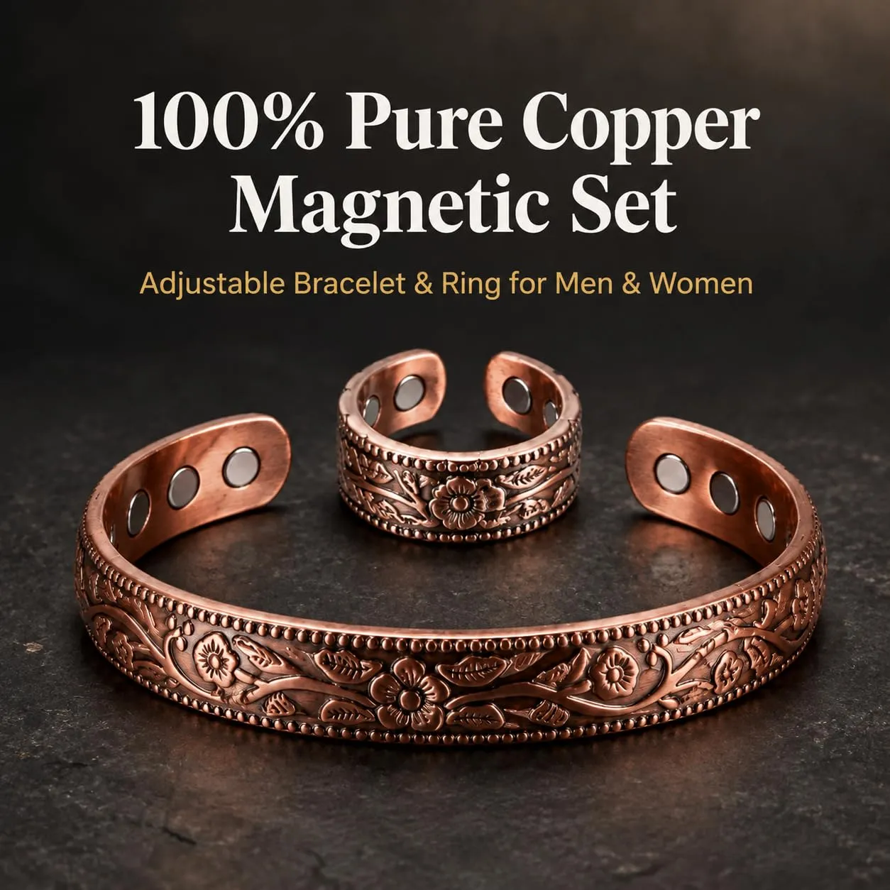CBMZHF Braccialetto in puro rame massiccio al 100%, anello regolabile, bracciale in rame per uomini e donne, braccialetto magnetico in rame, braccialetto in rame, regalo per amante, padre - immagine 5