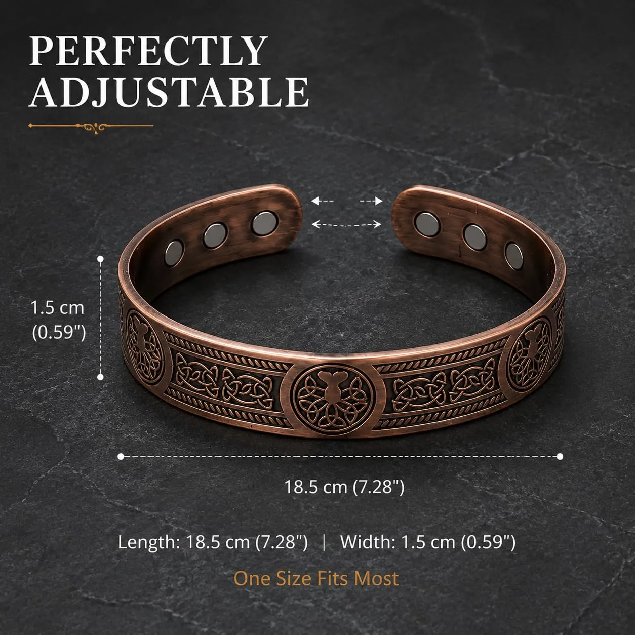 CBMZHF Bracciale 100% in rame puro solido | Anello bracciale regolabile | bracciale in rame per uomo e donna | bracciale in rame puro | bracciale magnetico in rame | bracciale in rame | Regalo per - immagine 2