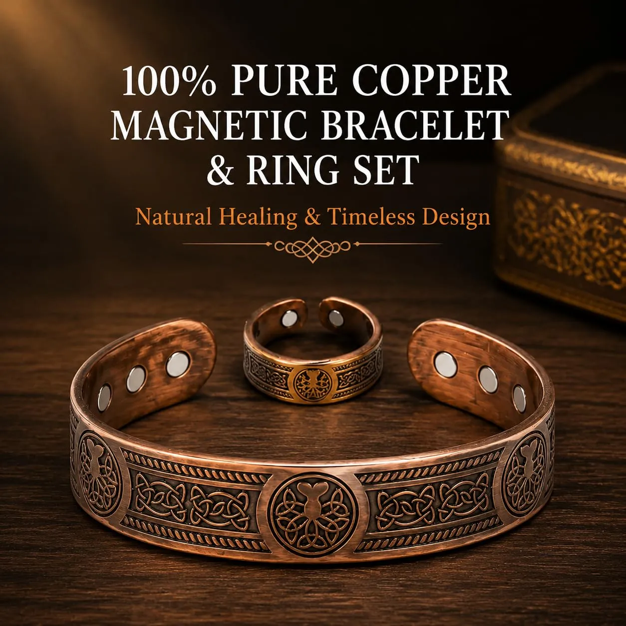 CBMZHF Bracciale 100% in rame puro solido | Anello bracciale regolabile | bracciale in rame per uomo e donna | bracciale in rame puro | bracciale magnetico in rame | bracciale in rame | Regalo per - immagine 4